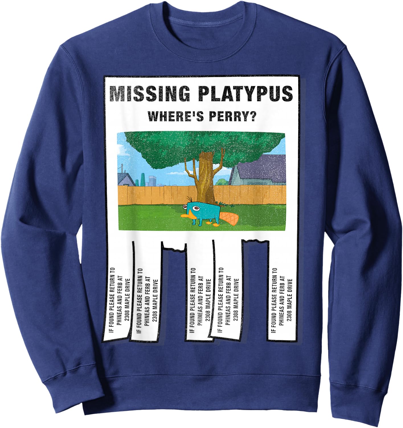 Disney Phineas and Ferb Missing Platypus Poster Small Sweatshirt - Sweatshirt | Navy