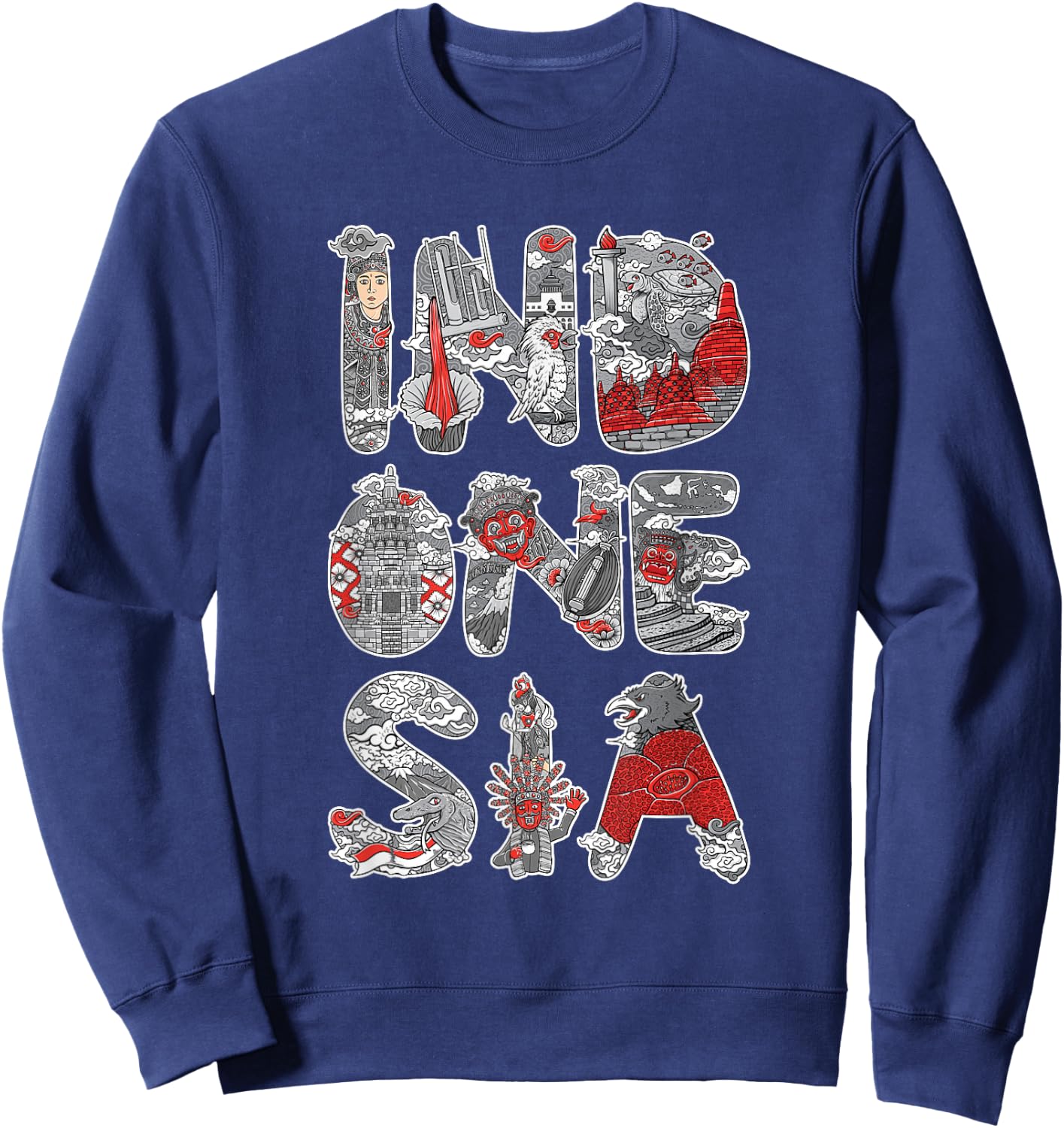 Asia Borobudur Temple Indonesia Sweatshirt - Sweatshirt | Navy