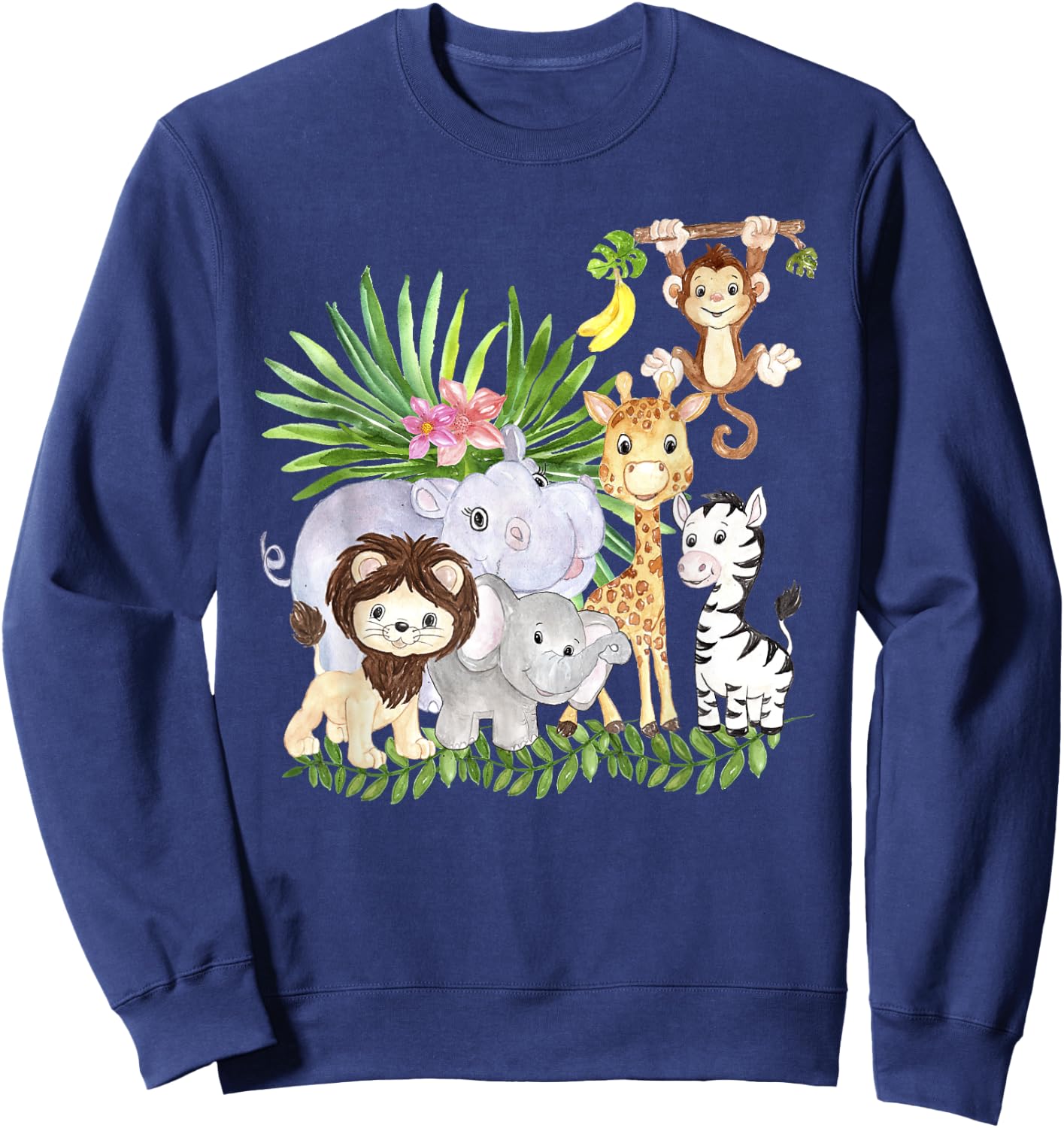 Zoo Animals Wildlife Birthday Party A Day At The Zoo Safari Sweatshirt - Sweatshirt | Navy