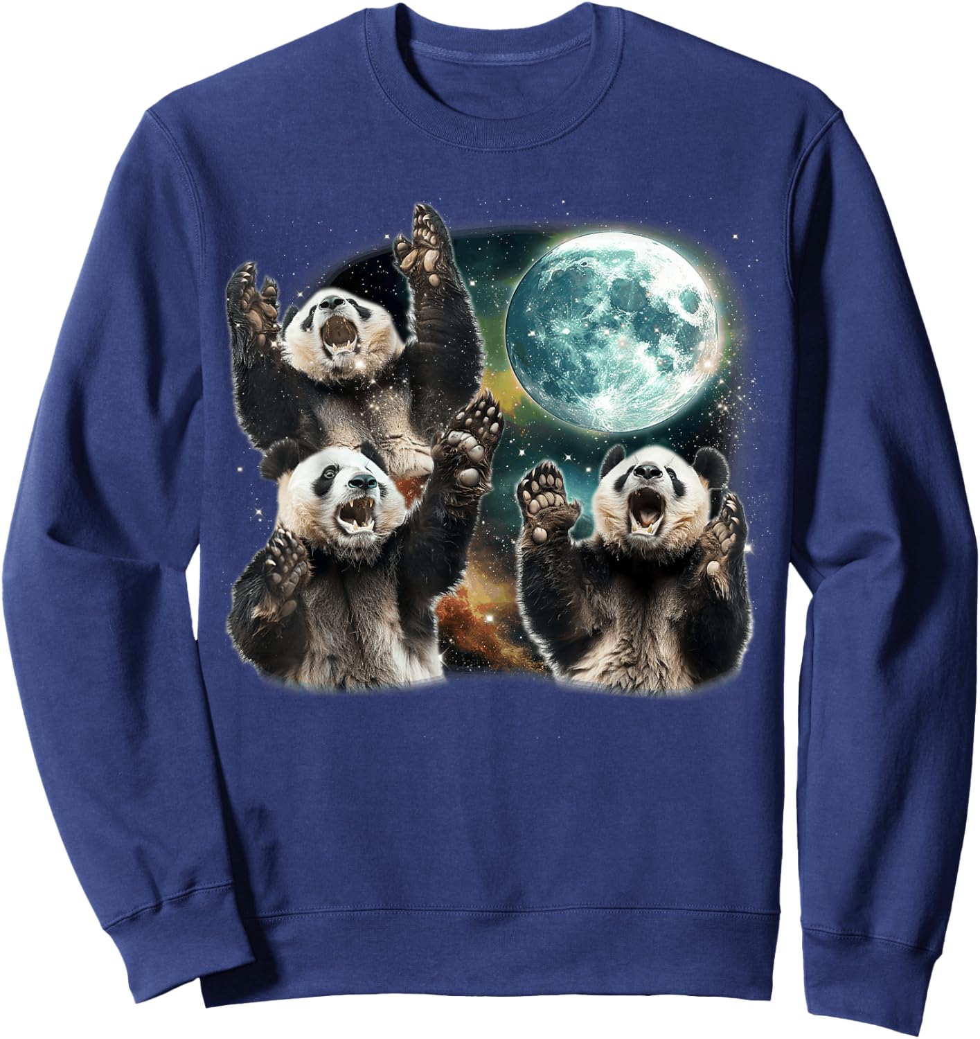 Funny Three Panda Moon, 3 Possum Full, Weird Magic 90s Meme Sweatshirt - Sweatshirt | Navy