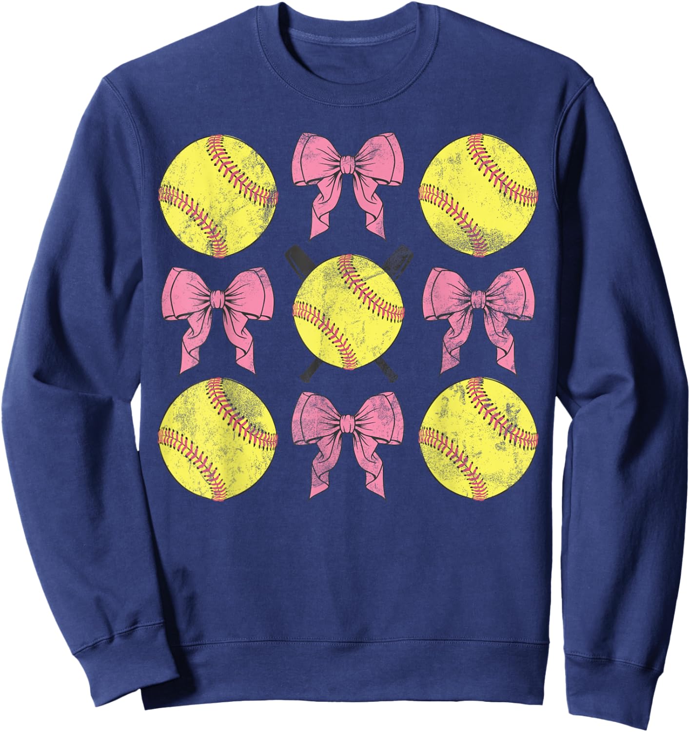 Softball Coquette Bows Game Day Softball Lover Sweatshirt - Sweatshirt | Navy