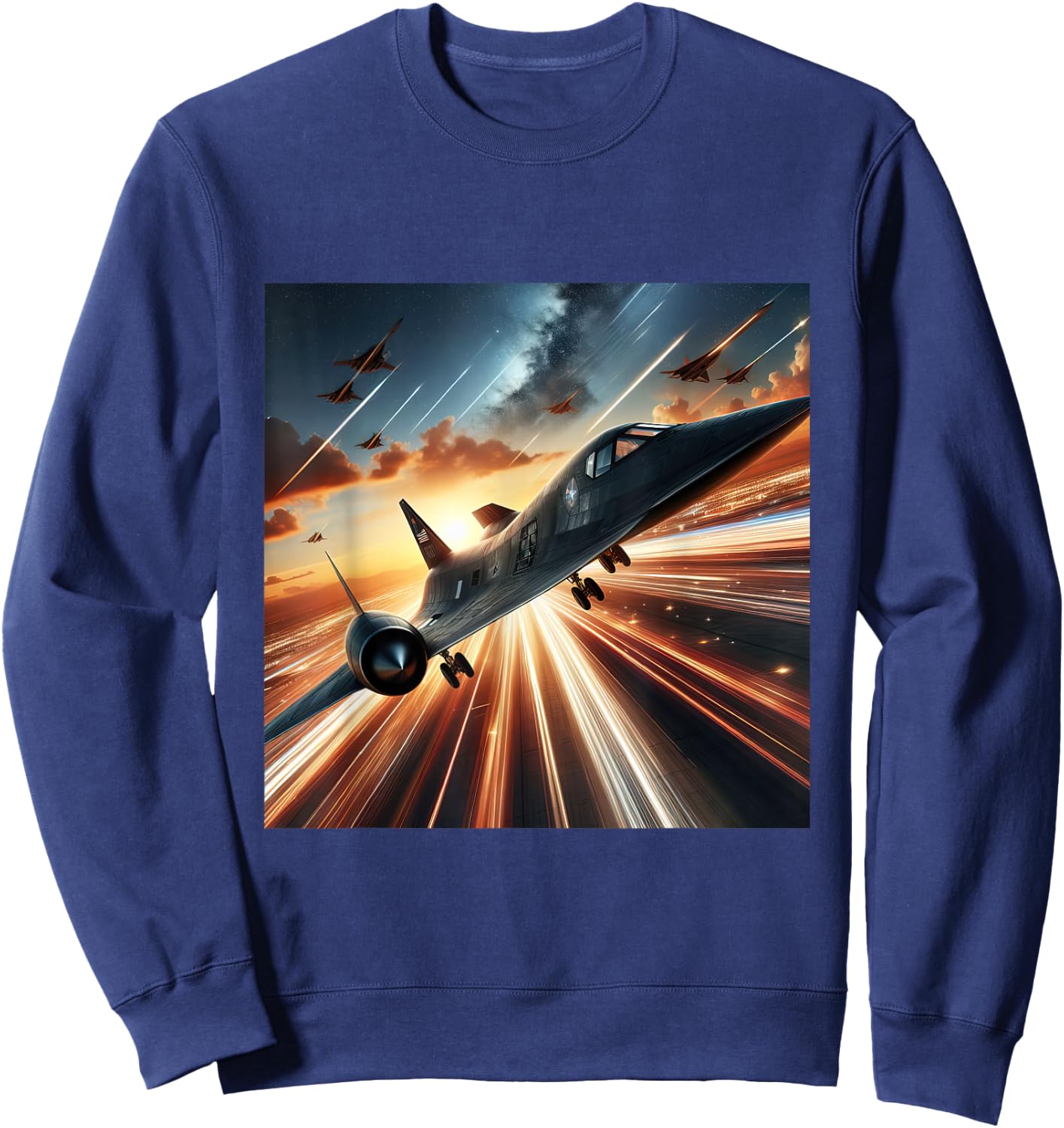 SR 71 Blackbird Fighter Jet Military Aircraft Sweatshirt - Sweatshirt | Navy