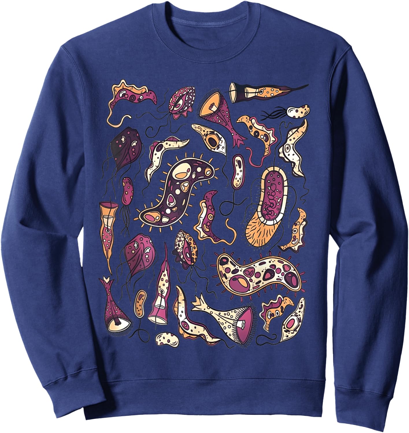 Microbiology Biology Science Bacteriophage Bacteria Anatomy Sweatshirt - Sweatshirt | Navy