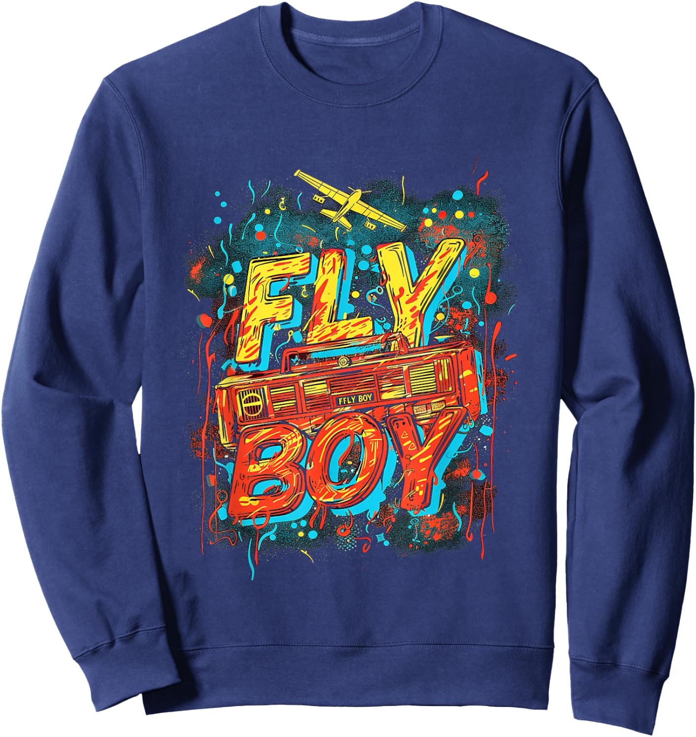 Fly Boy Hip Hop 80s 90s Urban Graffiti Style Sweatshirt - Sweatshirt | Navy