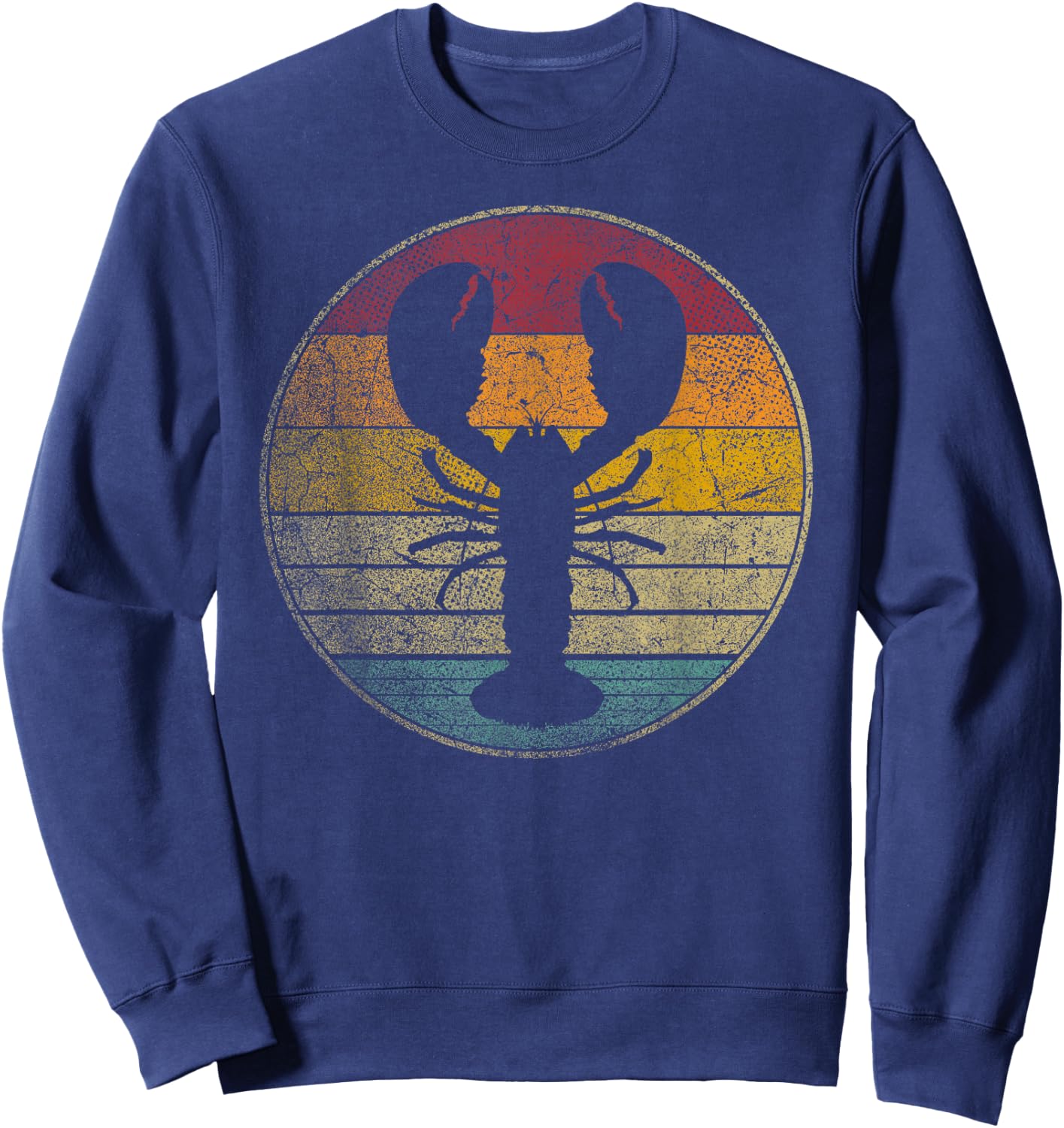Lobster Fish Seafood Fishing Vintage Distressed Retro Style Sweatshirt - Sweatshirt | Navy