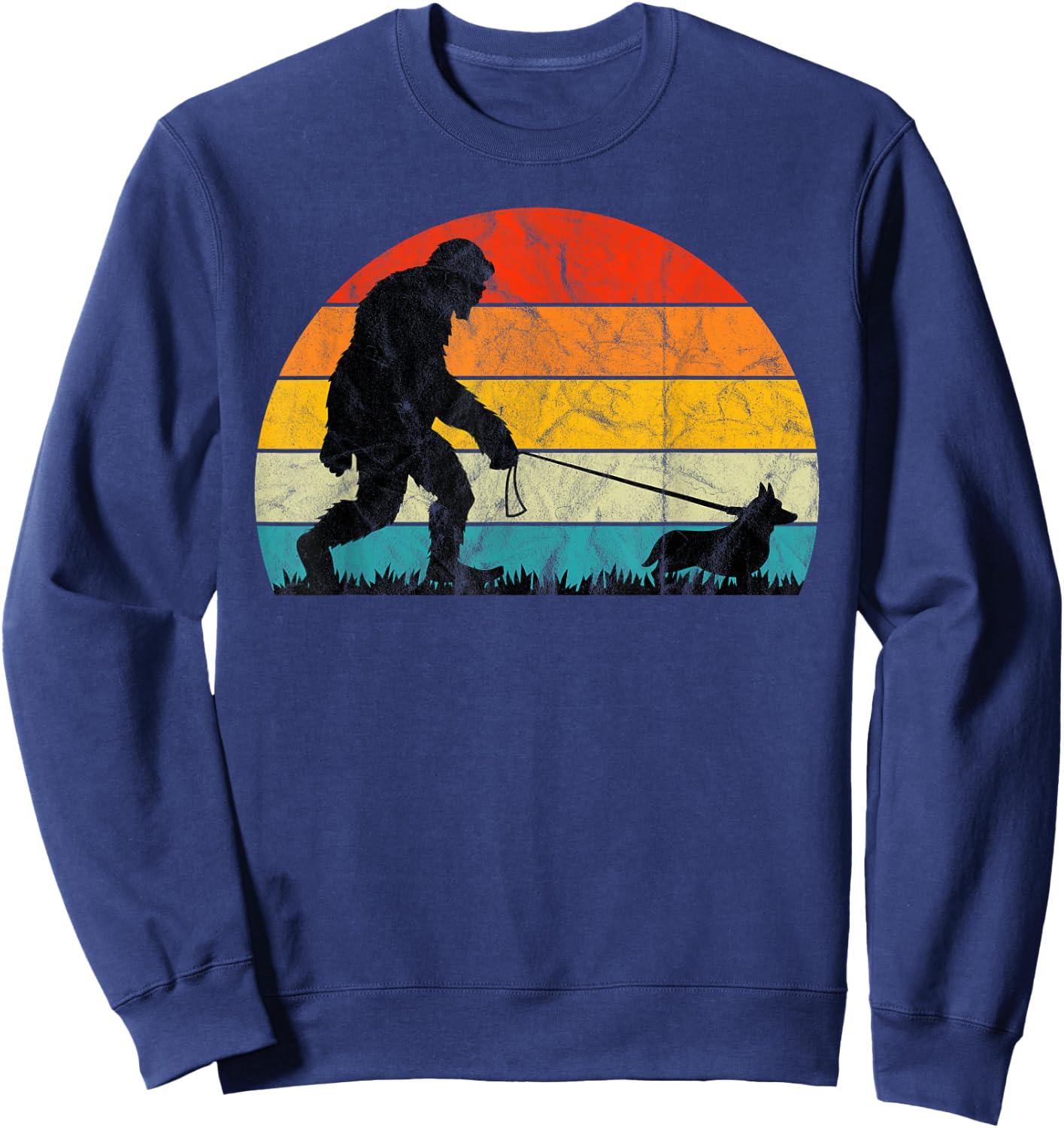 Bigfoot Walking Corgi Dog Training Puppies Mom Dad Lover Women Girls Kids Sweatshirt - Sweatshirt | Navy