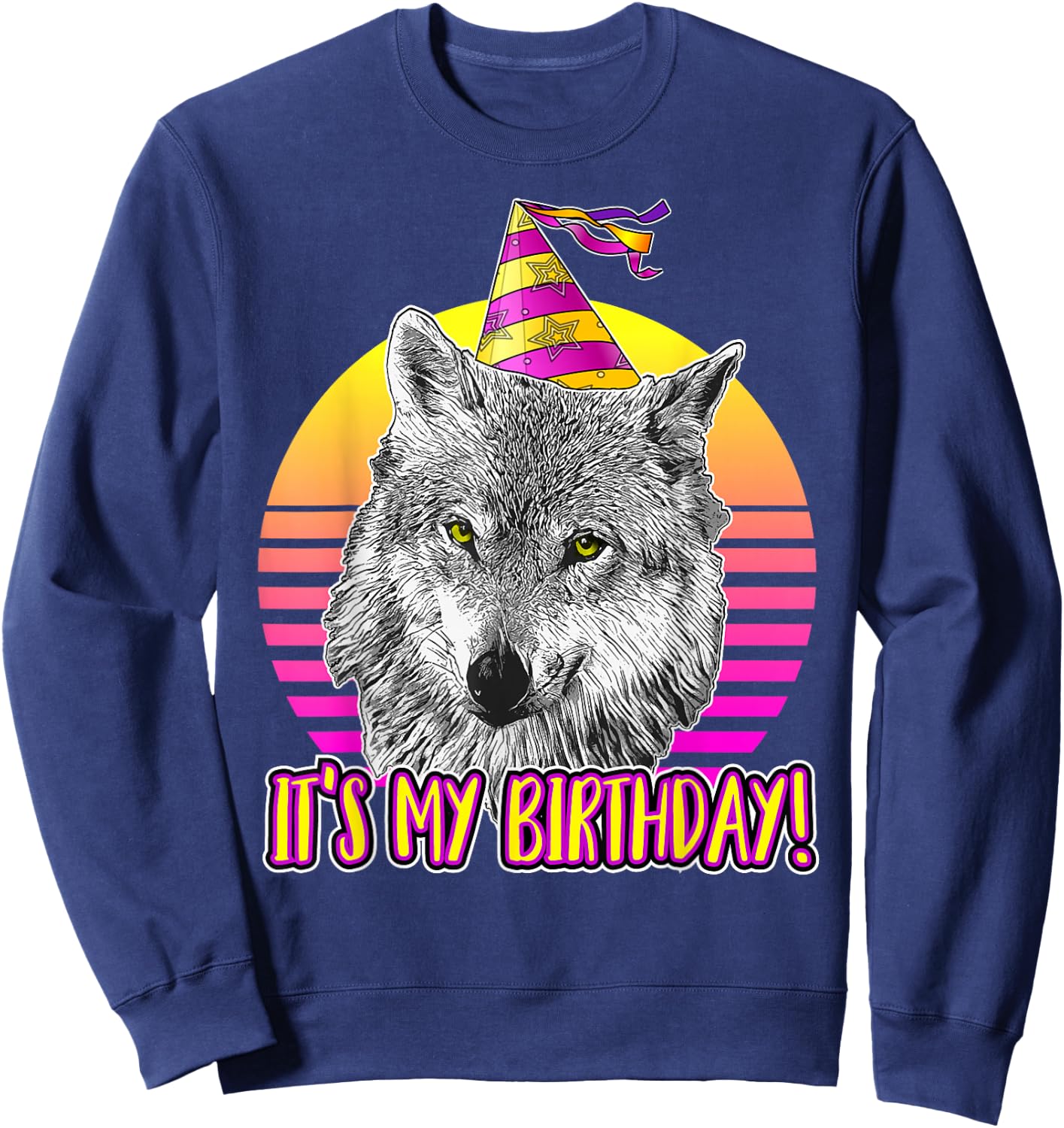 Wolf Themed Birthday Party - Cute Retro Wolves Lover Sweatshirt - Sweatshirt | Navy