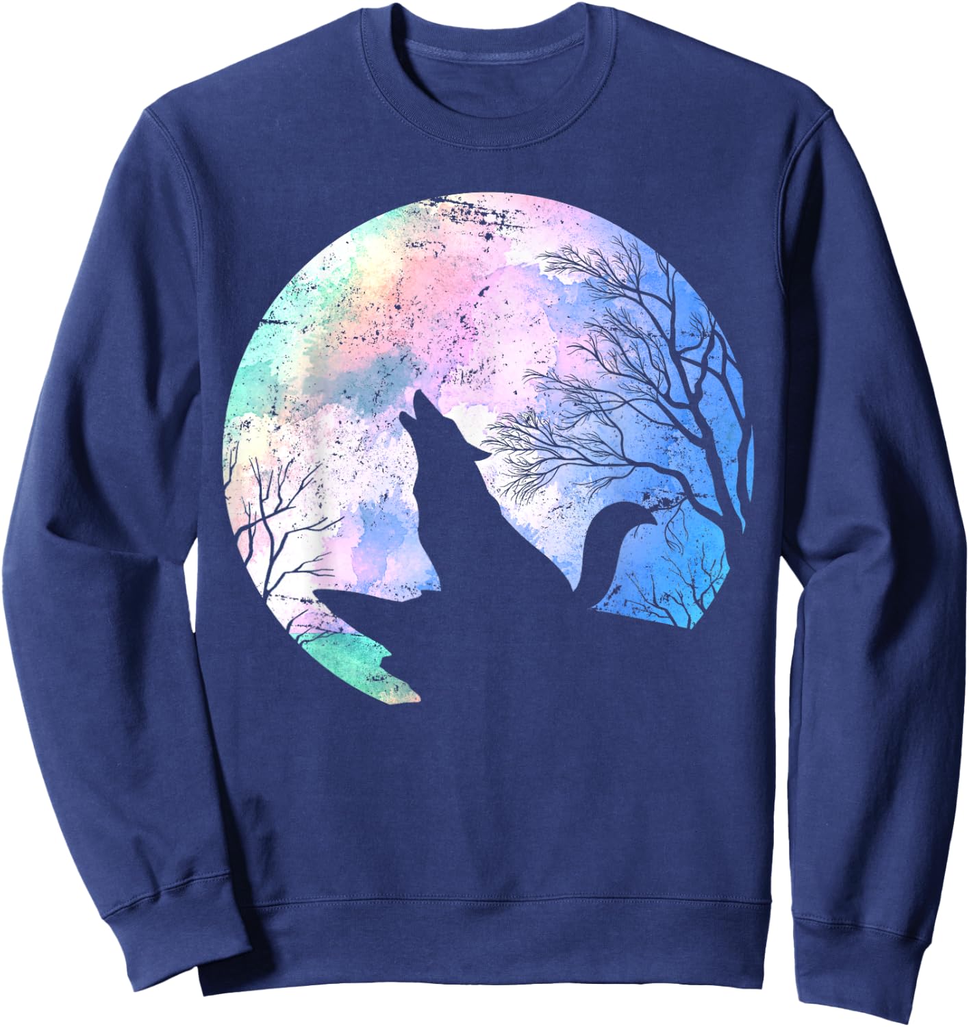 Forest Animal Wolf Predator Gift Wildlife Full Moon Wolf Sweatshirt - Sweatshirt | Navy