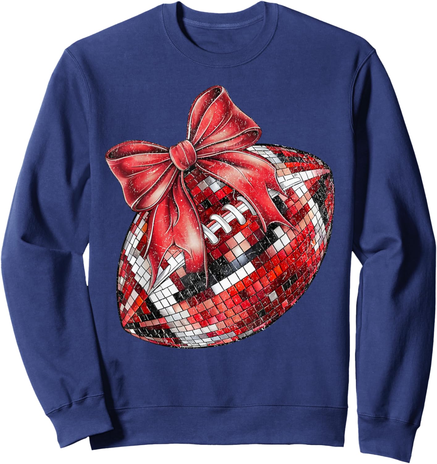 Coquette Bow American Football Game Day Thanksgiving Autumn Sweatshirt - Sweatshirt | Navy