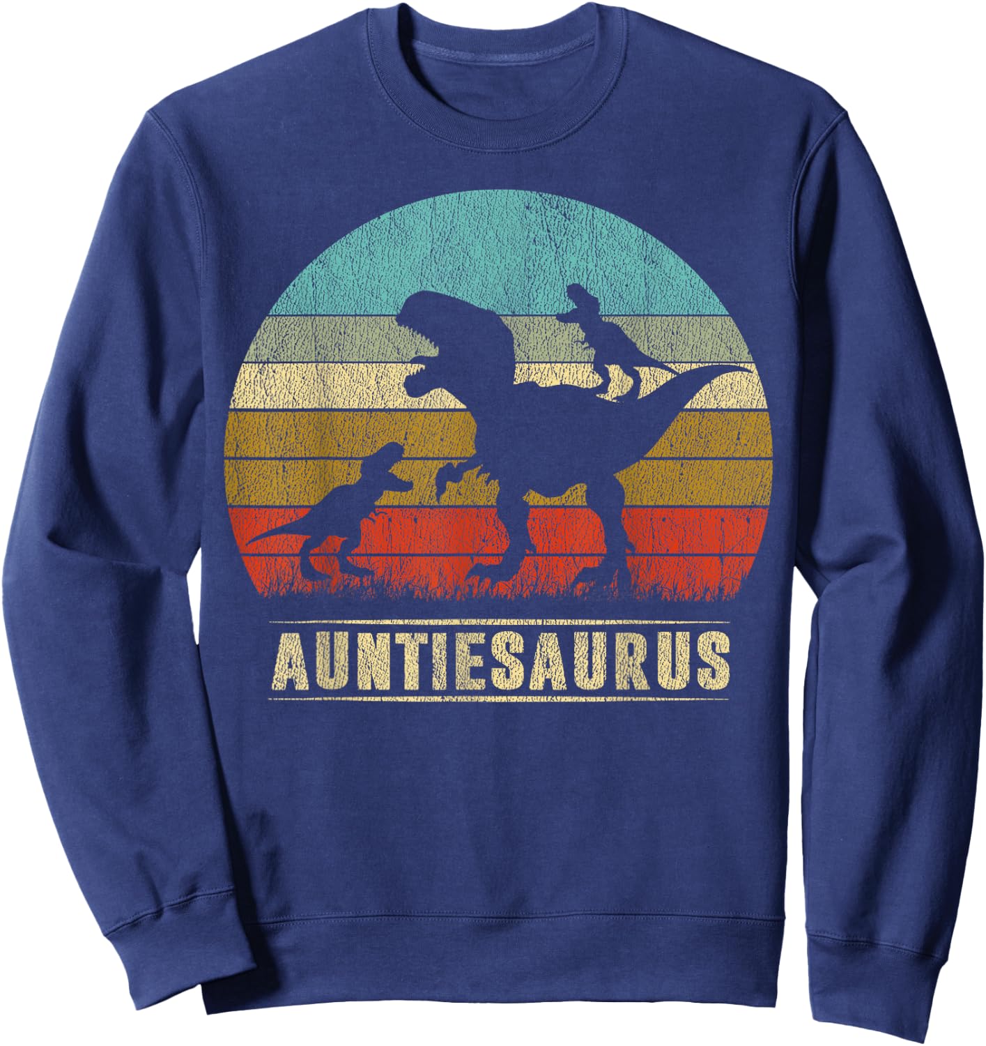 Auntie Dinosaur Auntiesaurus 2 Two kids Matching christmas Sweatshirt - Sweatshirt | Navy