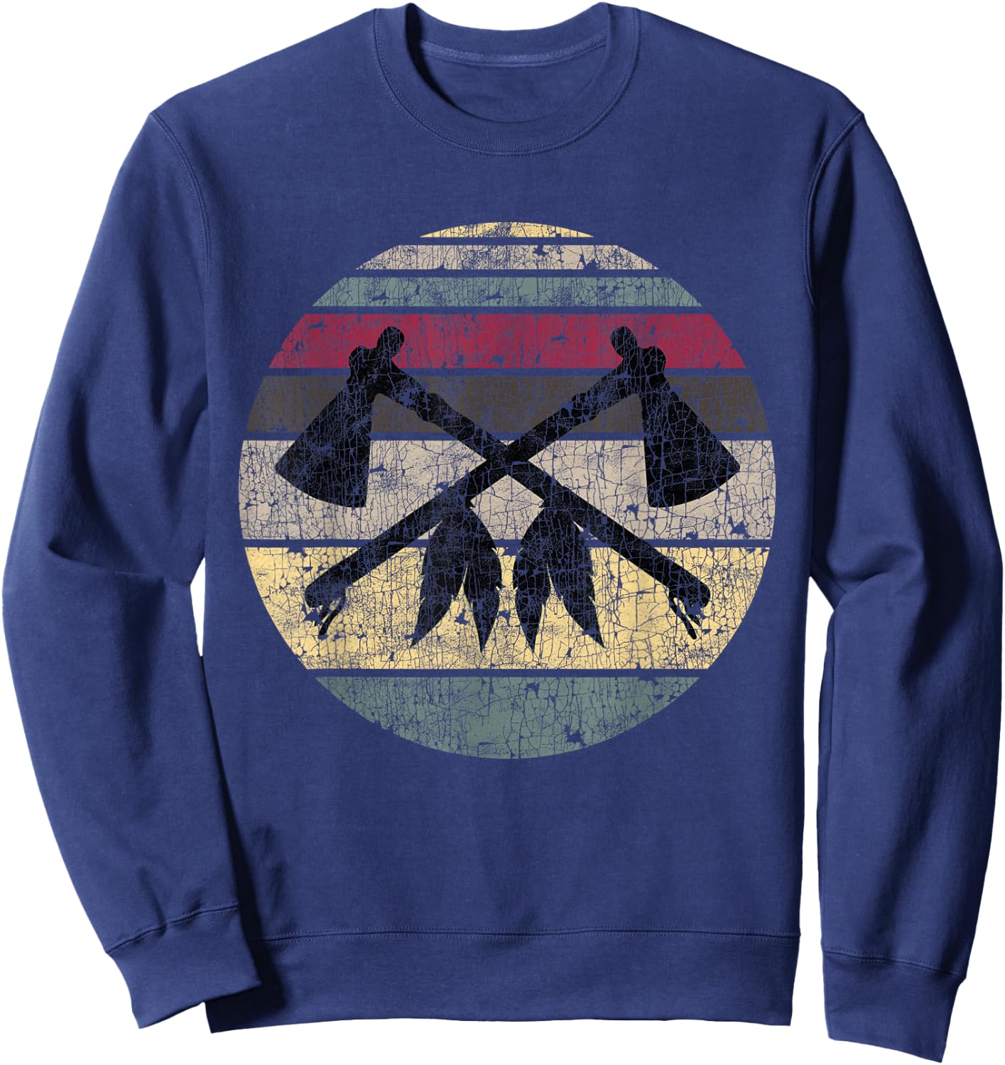 Vintage Native American Throwing Axe Tomahawk Indian Gift Sweatshirt - Sweatshirt | Navy