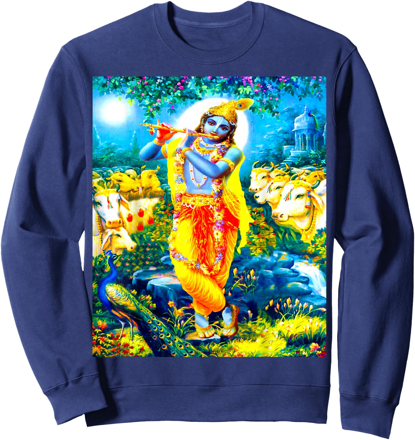 Angel Light Store Krishna Hindu God Indian Deity Eastern Religion , Small, Black Sweatshirt - Sweatshirt | Navy