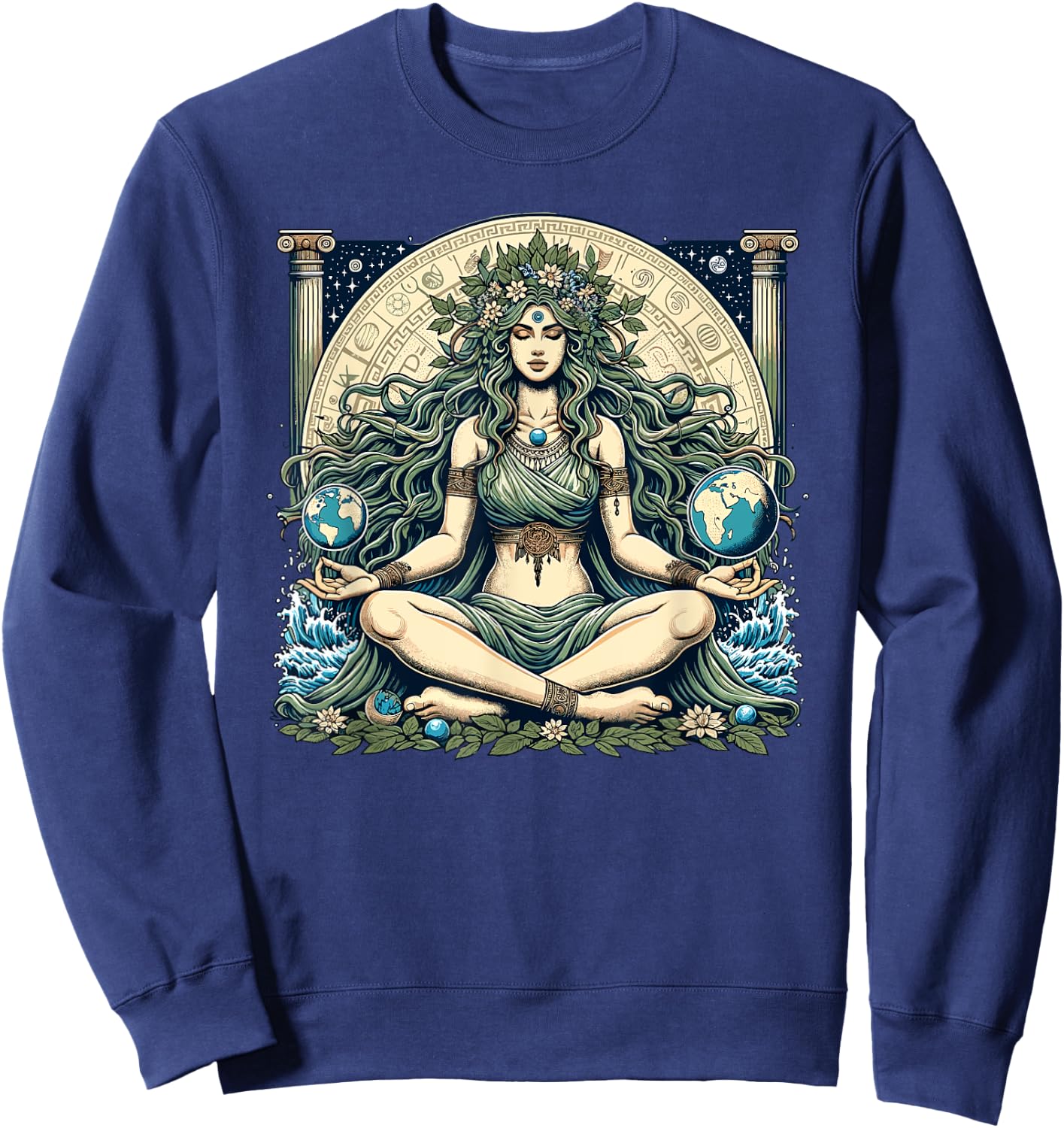 Earth Day Gaia Greek Pagan Mother Earth Hippie Nature Witchy Sweatshirt - Sweatshirt | Navy