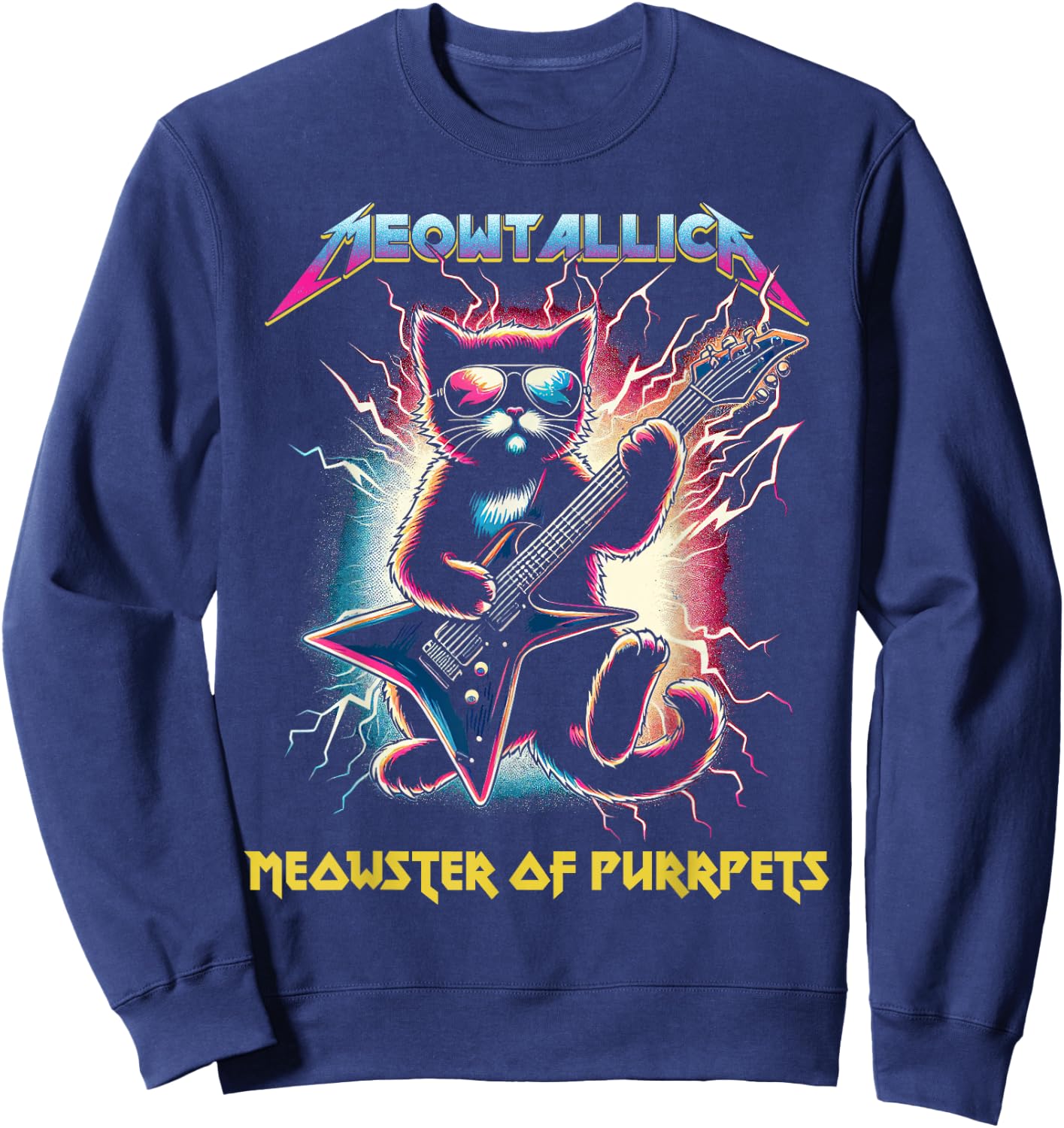 Meowtallica Meowster of Purrpets - Funny Cat Sweatshirt - Sweatshirt | Navy
