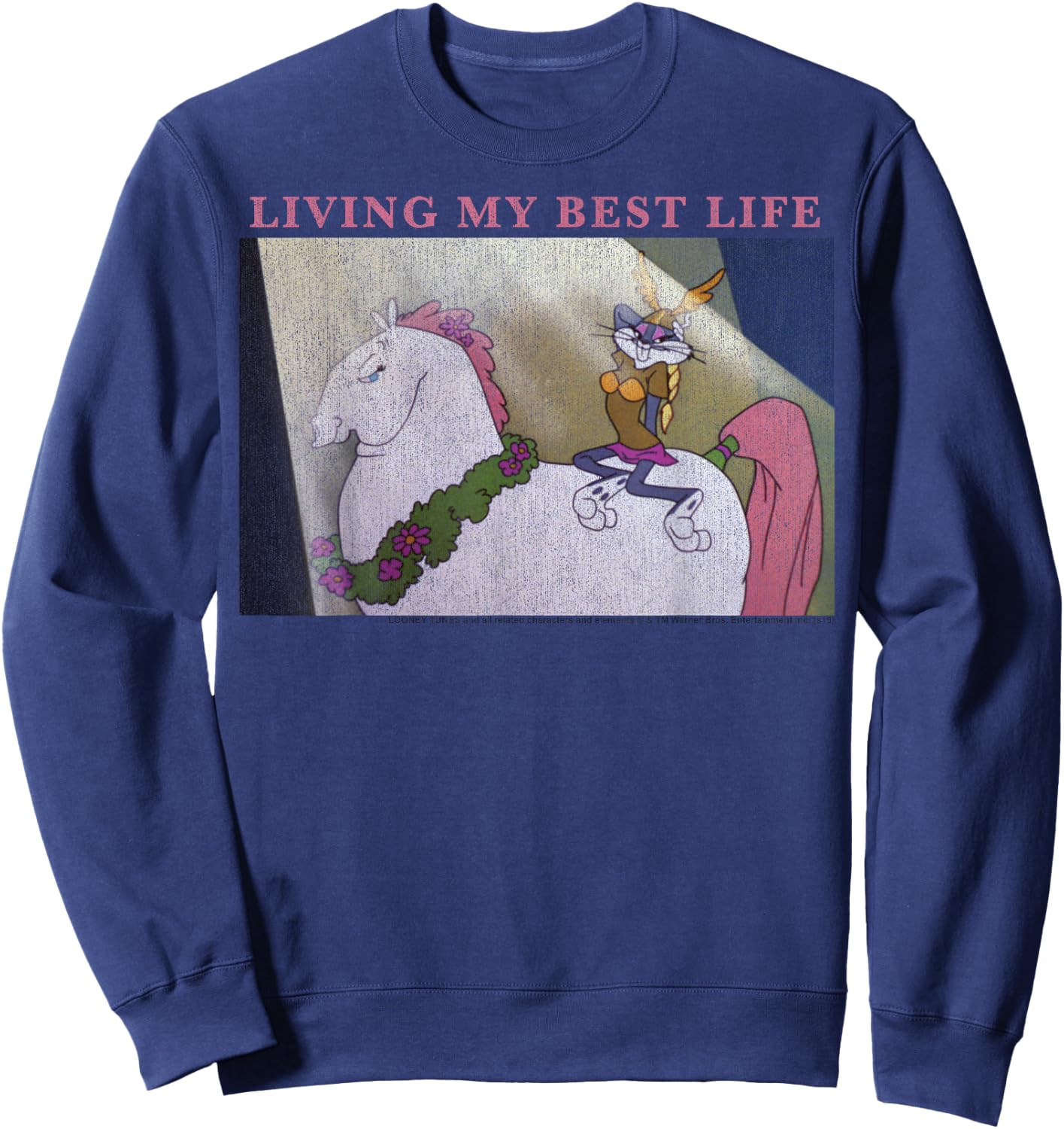 Looney Tunes Bugs Bunny Living My Best Life Sweatshirt - Sweatshirt | Navy