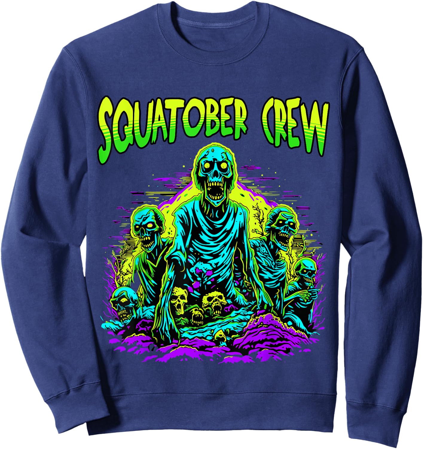 SQUATOBER CREW October Squat Challenge Zombies Sweatshirt - Sweatshirt | Navy