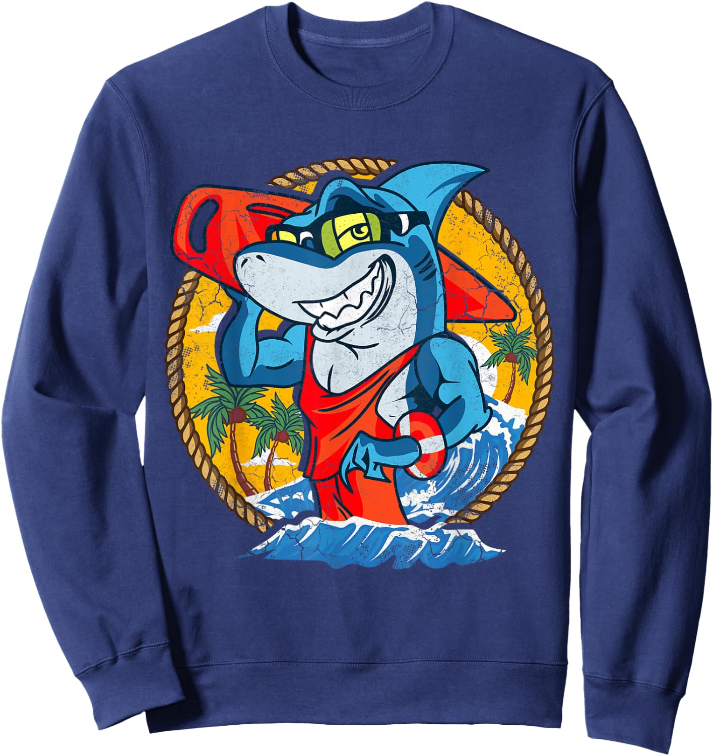 Sharks Beach Lifeguard Ocean Lake House Pool Swimming Summer Sweatshirt - Sweatshirt | Navy