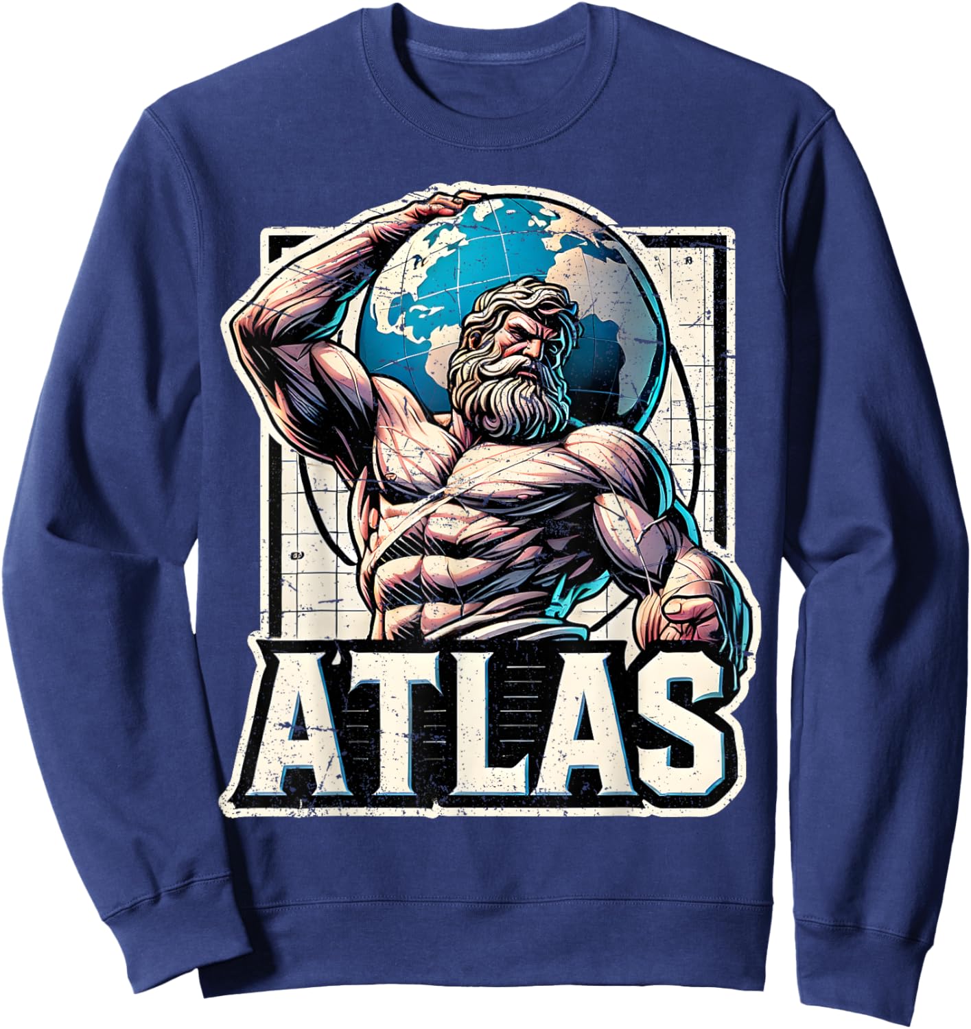 Atlas Greek God Mythology Titan Ancient Greece Sweatshirt - Sweatshirt | Navy