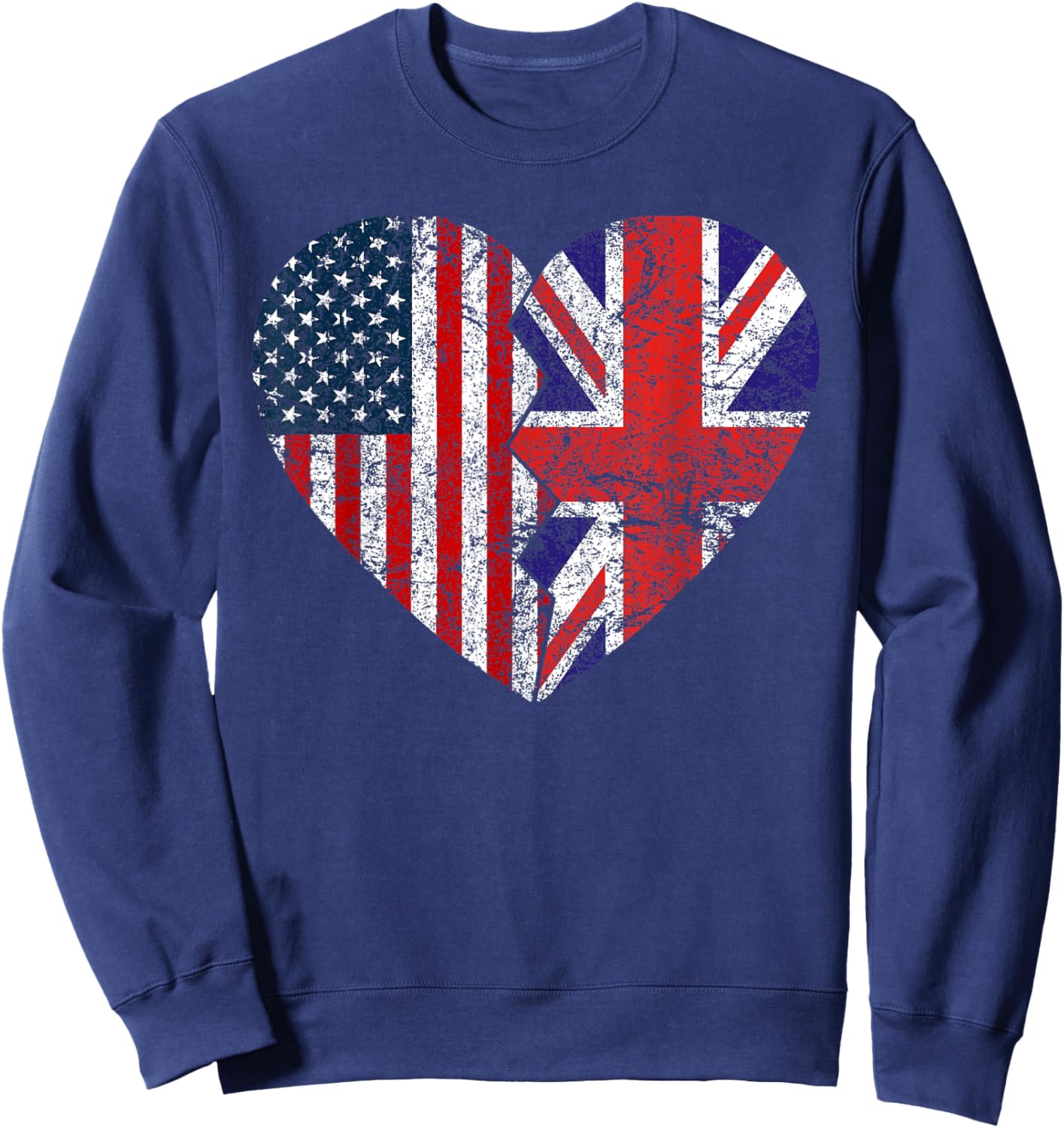 British American Flags Heart | United States UK Roots Sweatshirt - Sweatshirt | Navy