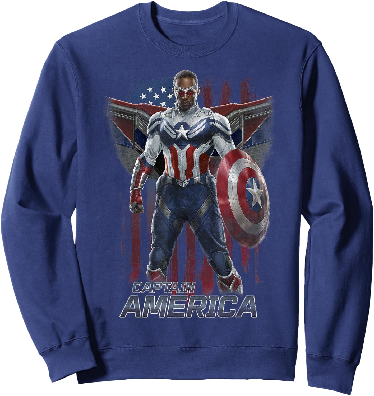 Marvel Falcon Winter Soldier Captain America Flag Portrait Sweatshirt - Sweatshirt | Navy
