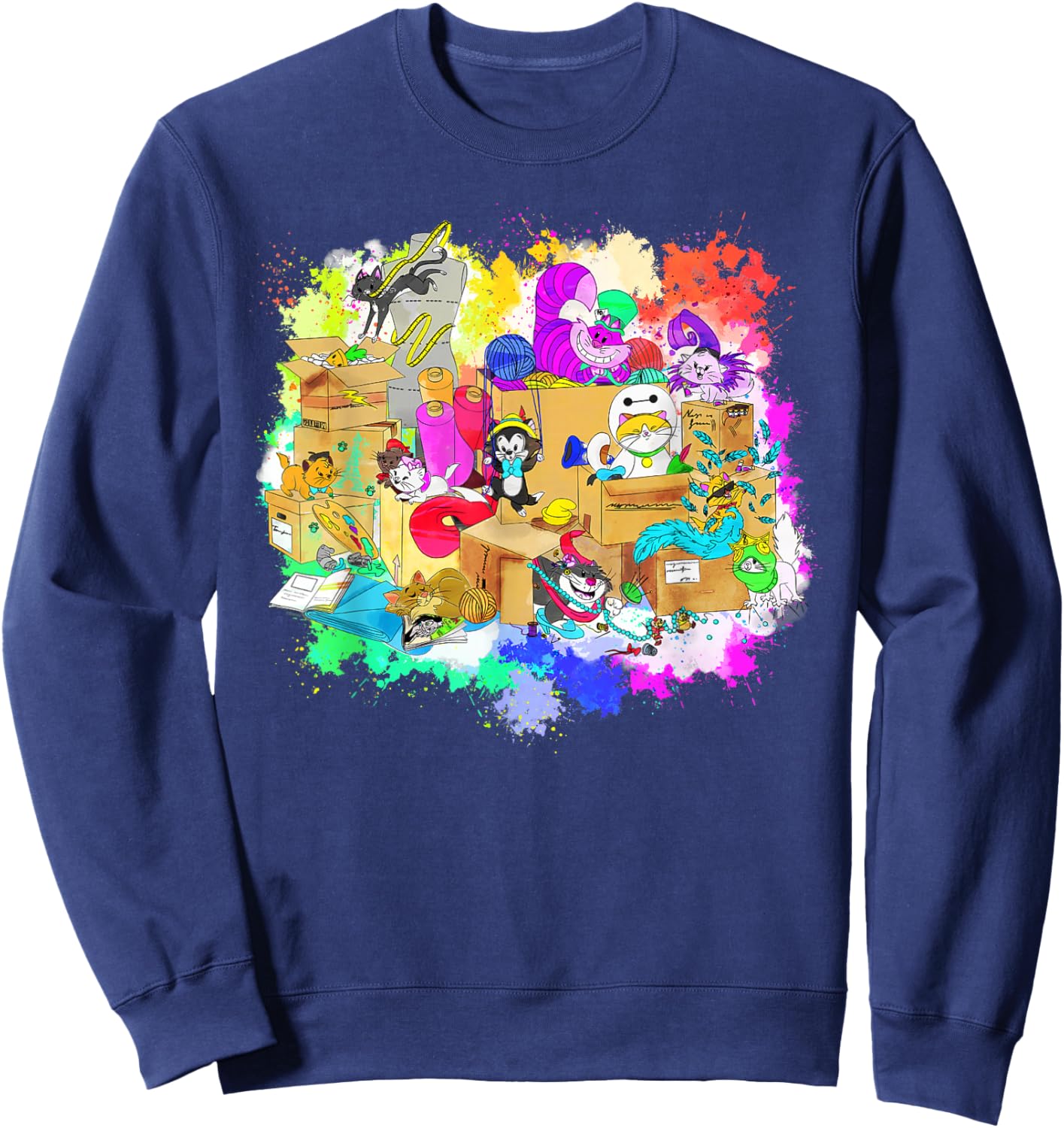 Disney Cats Cheshire Cat Figaro Marie Mochi & Kitten Yzma Sweatshirt - Sweatshirt | Navy