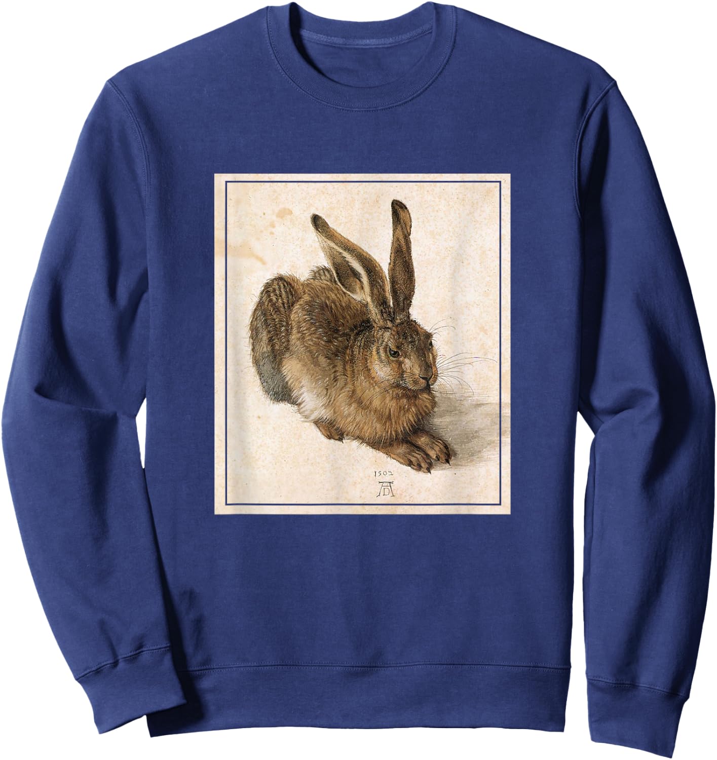 Brown Hhare (1502) Albrecht Dürer Drawing Watercolour Rabbit Sweatshirt - Sweatshirt | Navy