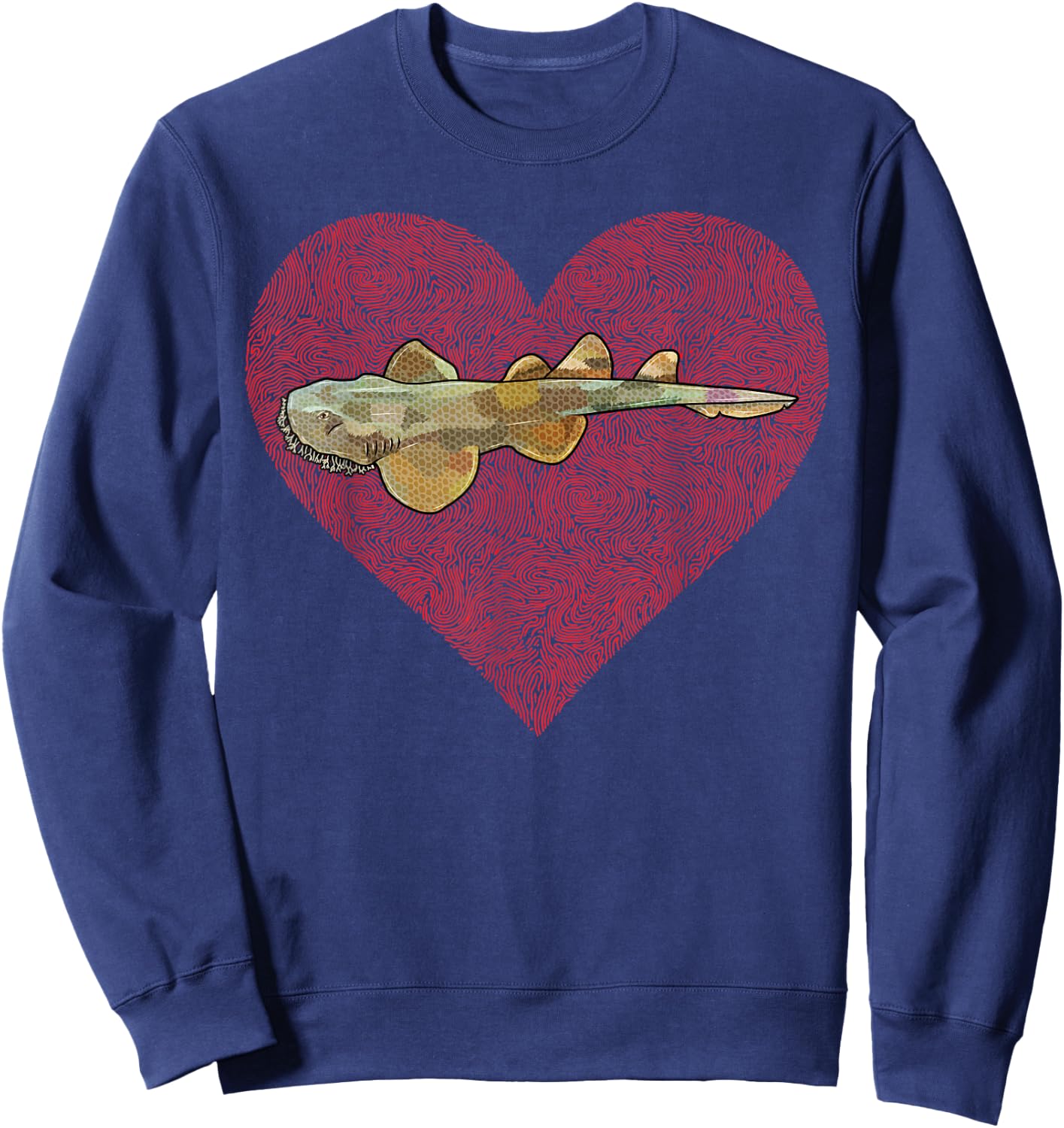 Tasselled Wobbegong Valentines Day Shark Love Fingerprint Sweatshirt - Sweatshirt | Navy