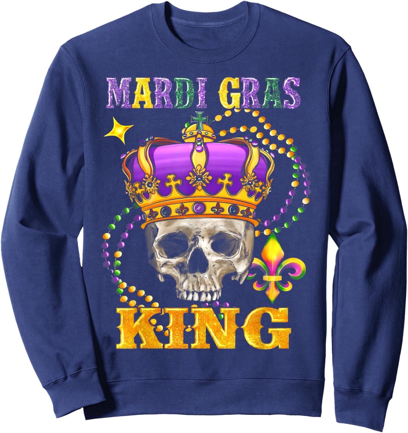 Mardi Gras King Men Carnival Costume Gift Mardi Gras Sweatshirt - Sweatshirt | Navy