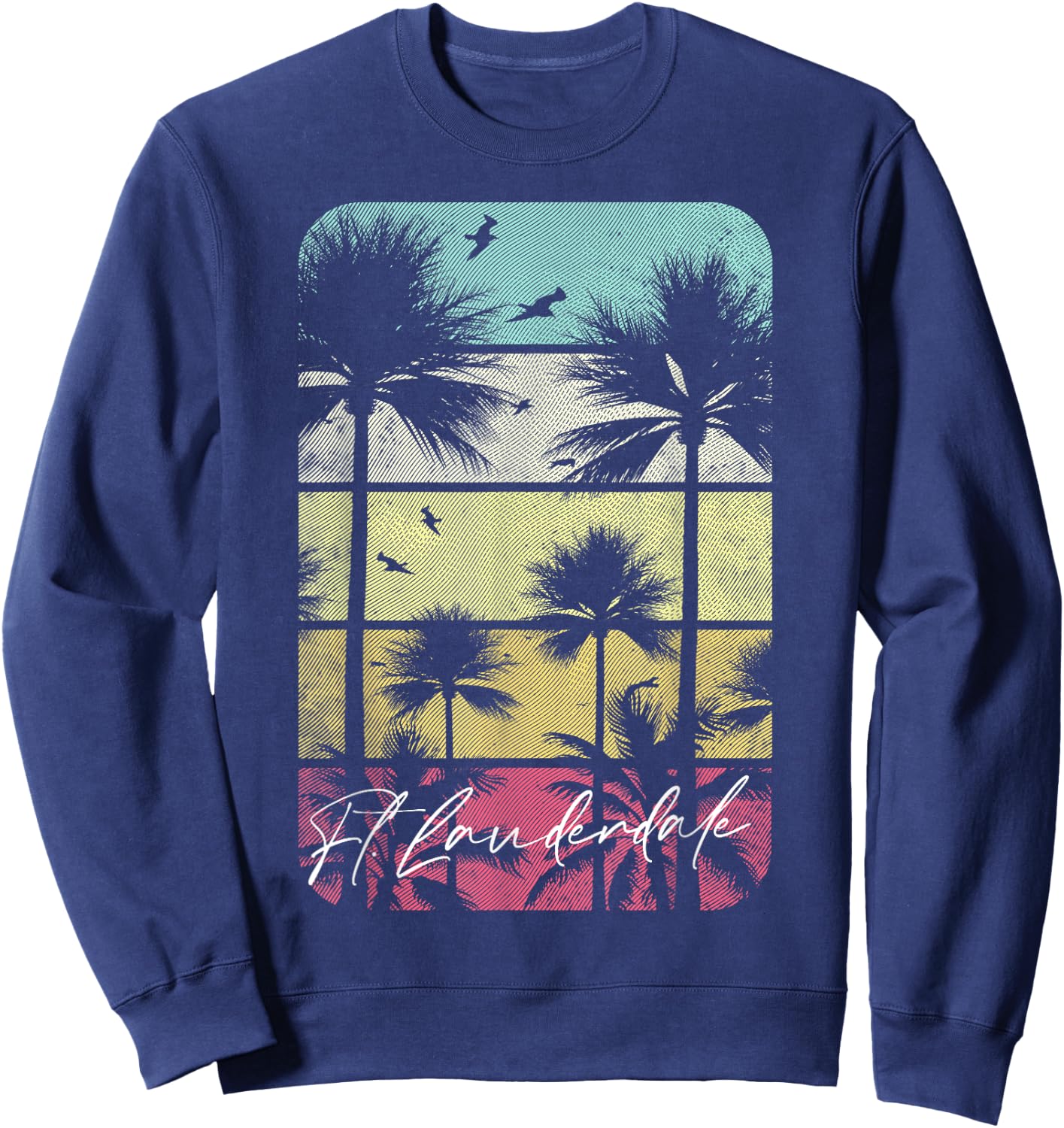 Ft. Fort Lauderdale Florida Retro Vintage Beach Surf Surfing Men Women Kids Sweatshirt - Sweatshirt | Navy
