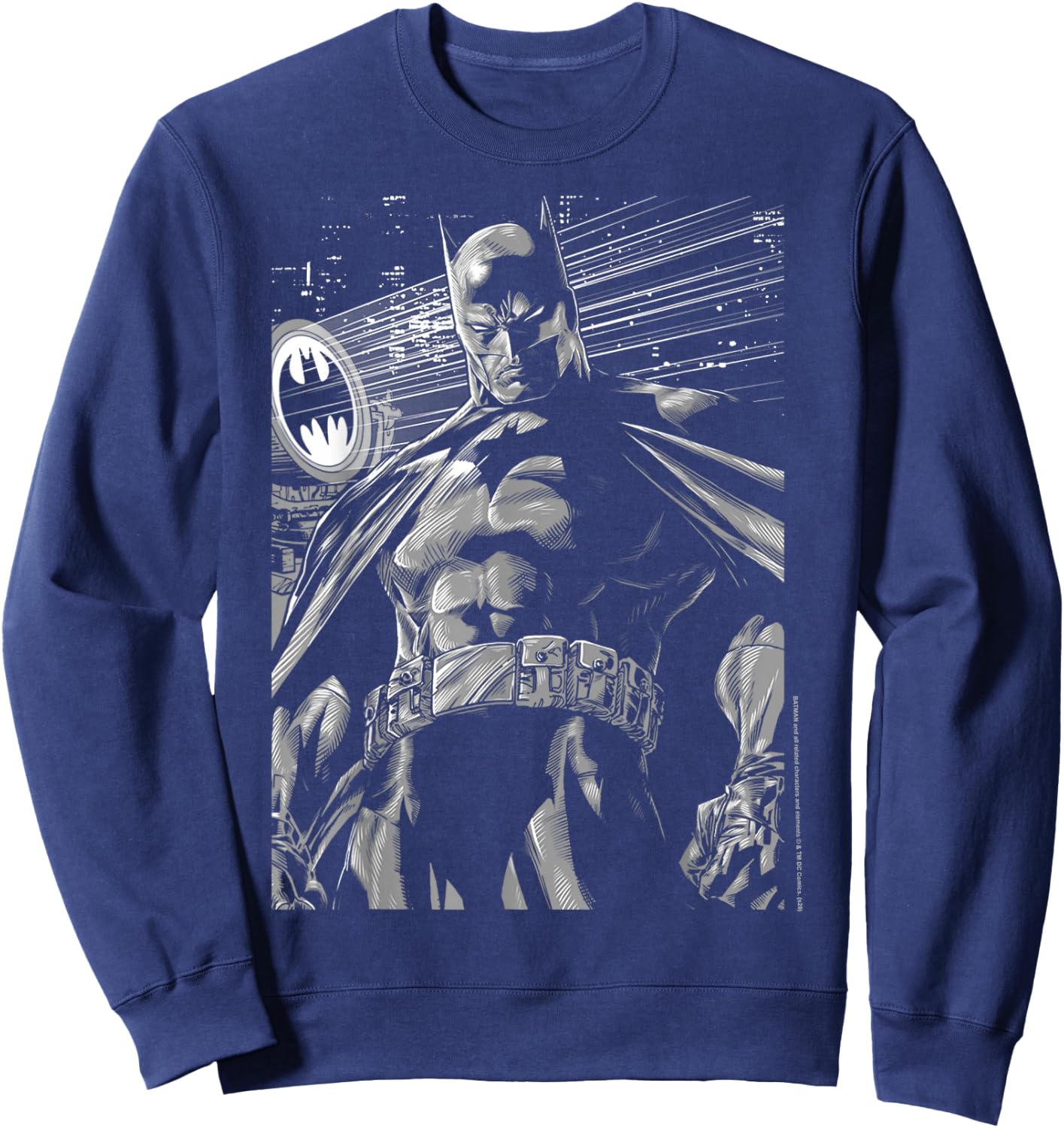 DC Comics Batman Dark Black And White Poster Sweatshirt - Sweatshirt | Navy