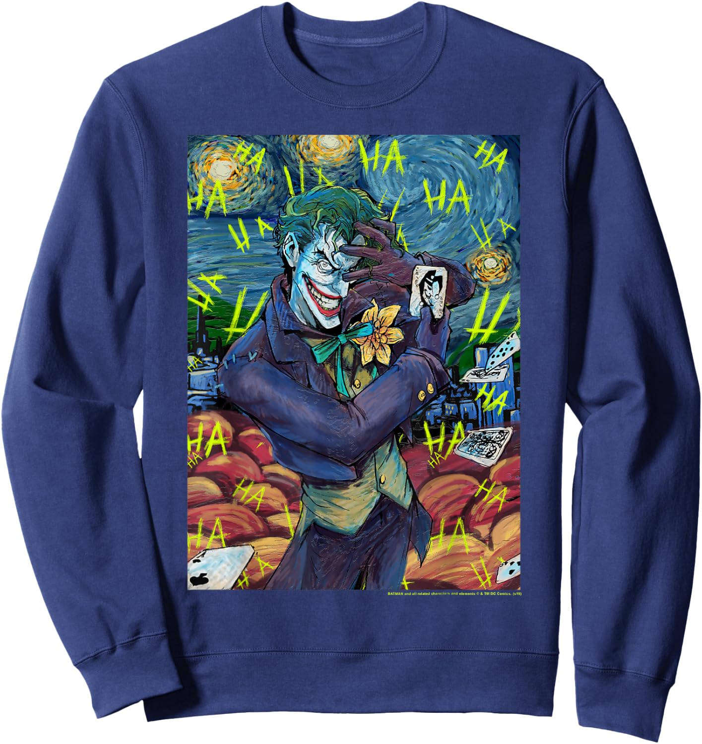 DC Comics The Joker Starry Night Style Portrait Sweatshirt - Sweatshirt | Navy