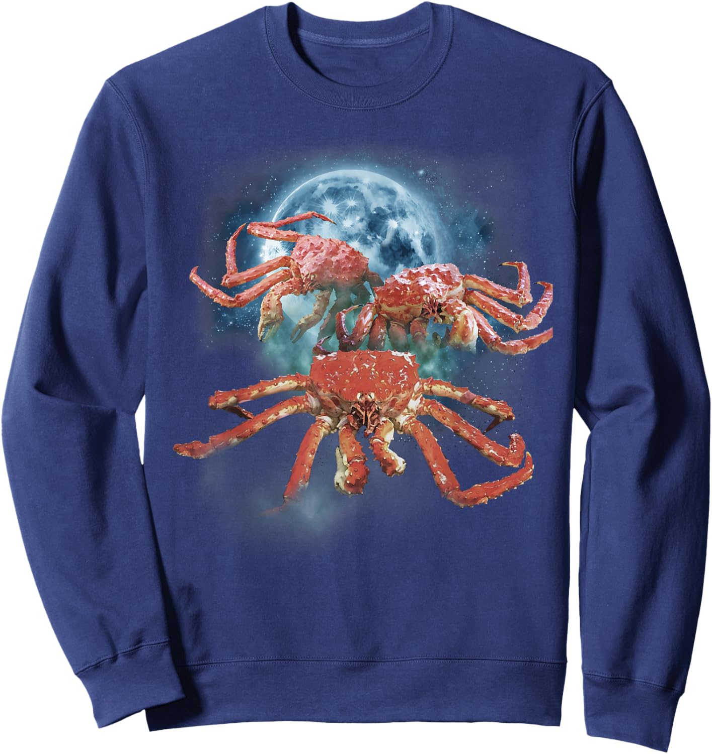 Funny King Crab Shirt - Crab Shirt - Howling at the Moon Sweatshirt - Sweatshirt | Navy