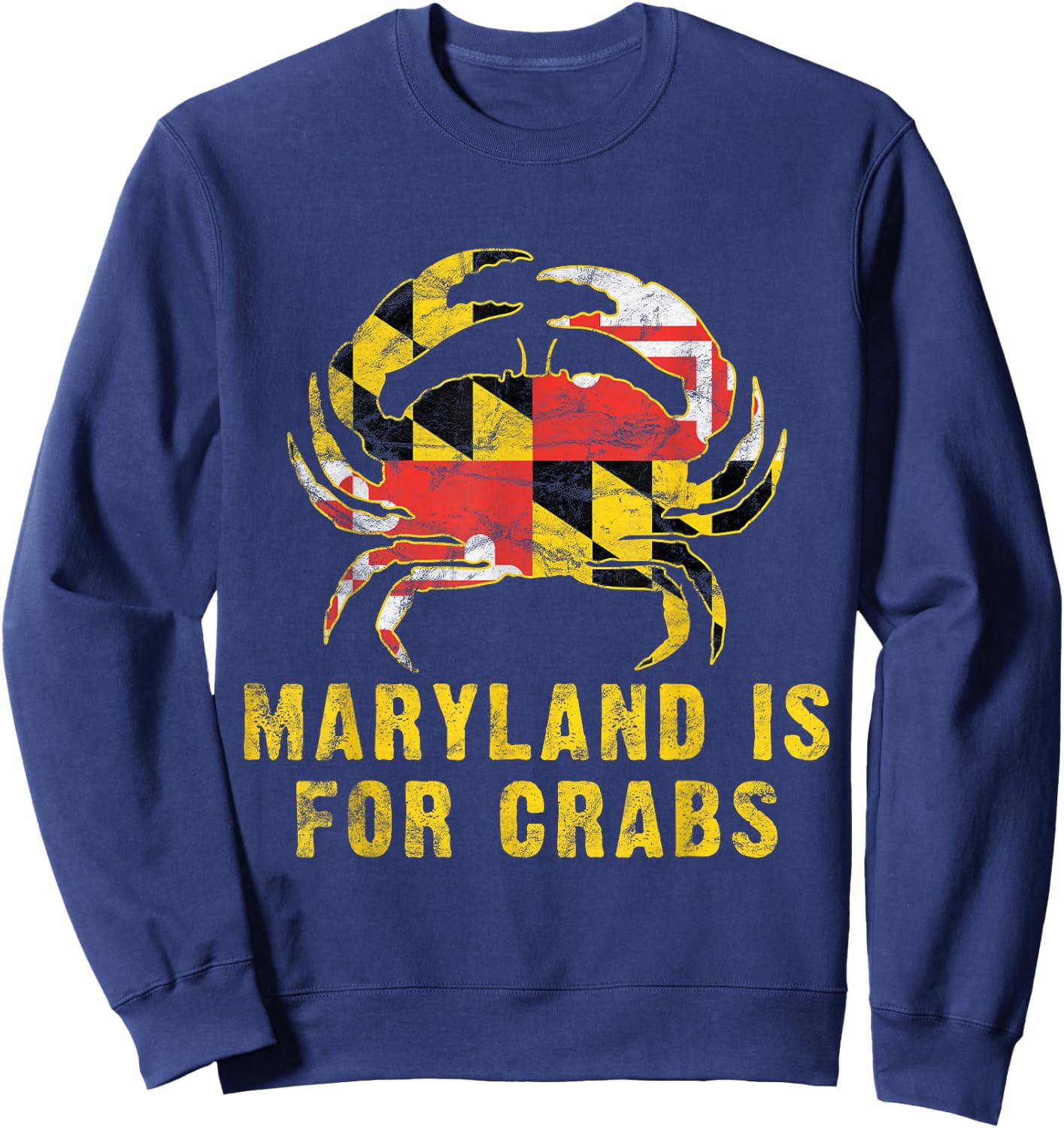 maryland is for crabs vintage ML flage crab Sweatshirt - Sweatshirt | Navy