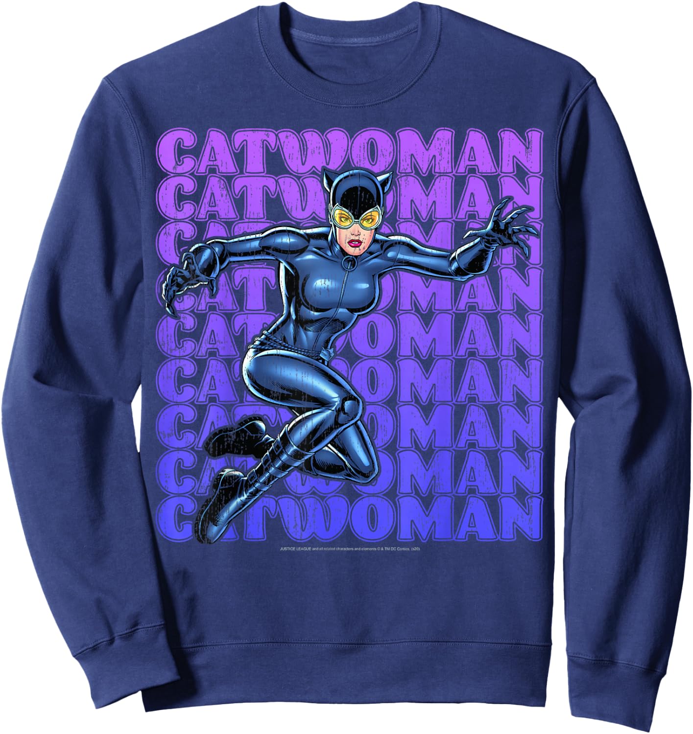 DC Comics Catwoman Name Stack Portrait Sweatshirt - Sweatshirt | Navy