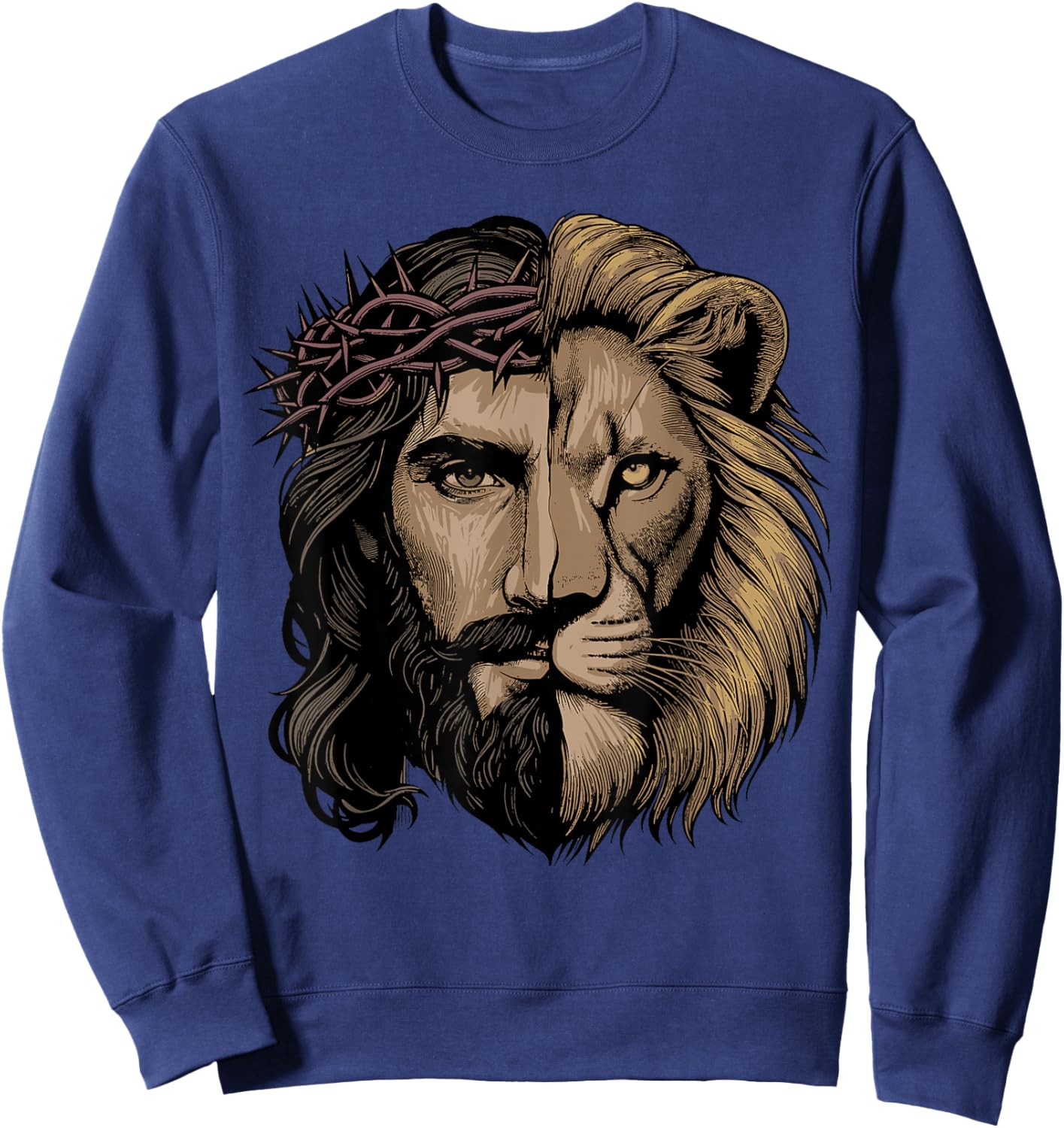 Jesus Shirt Christian Inspiration Jesus Lion Of Judah Sweatshirt - Sweatshirt | Navy