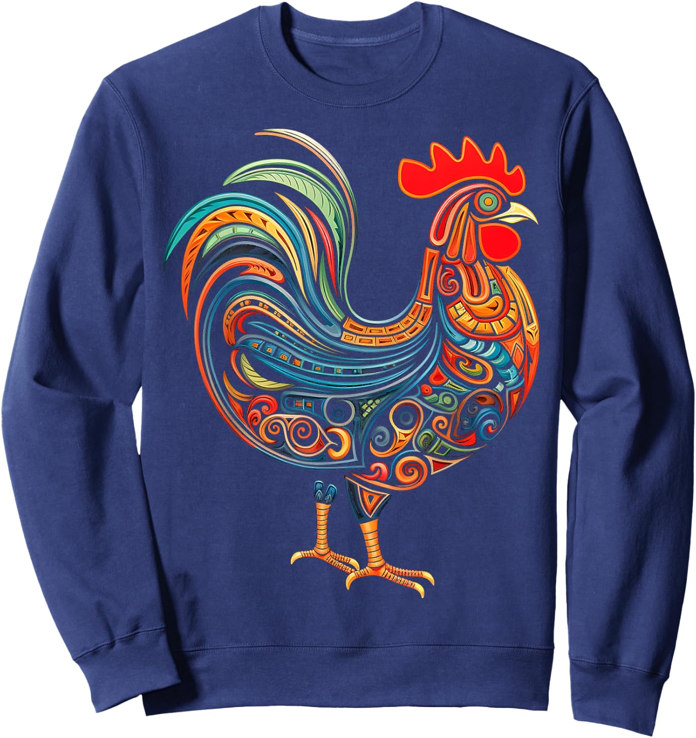 Chicken Mandala Abstract Animal Art Graphic Chicken Sweatshirt - Sweatshirt | Navy