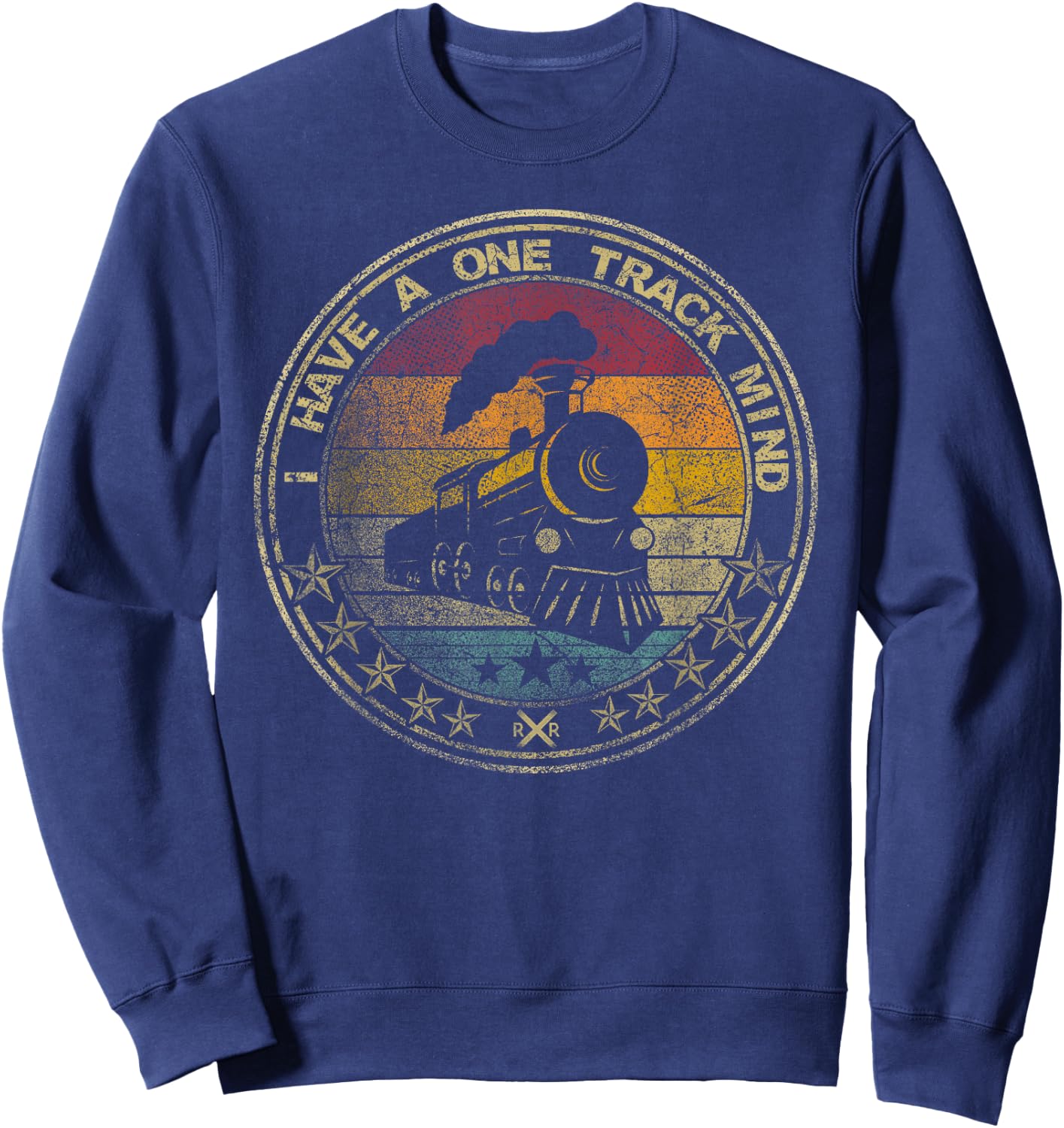 I Have A One Track Mind Train Retro Engine Model Railroad Sweatshirt - Sweatshirt | Navy