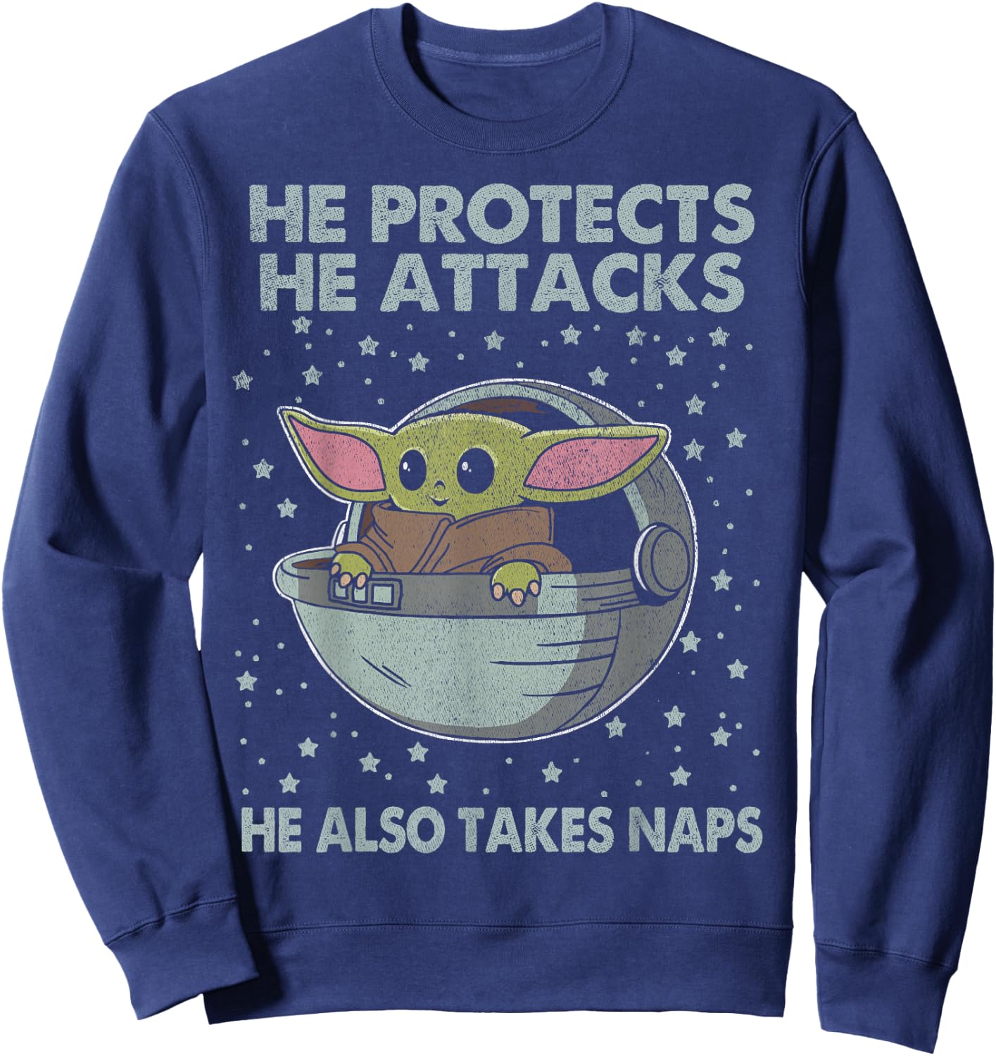 Star Wars The Mandalorian The Child He Also Takes Naps Sweatshirt - Sweatshirt | Navy