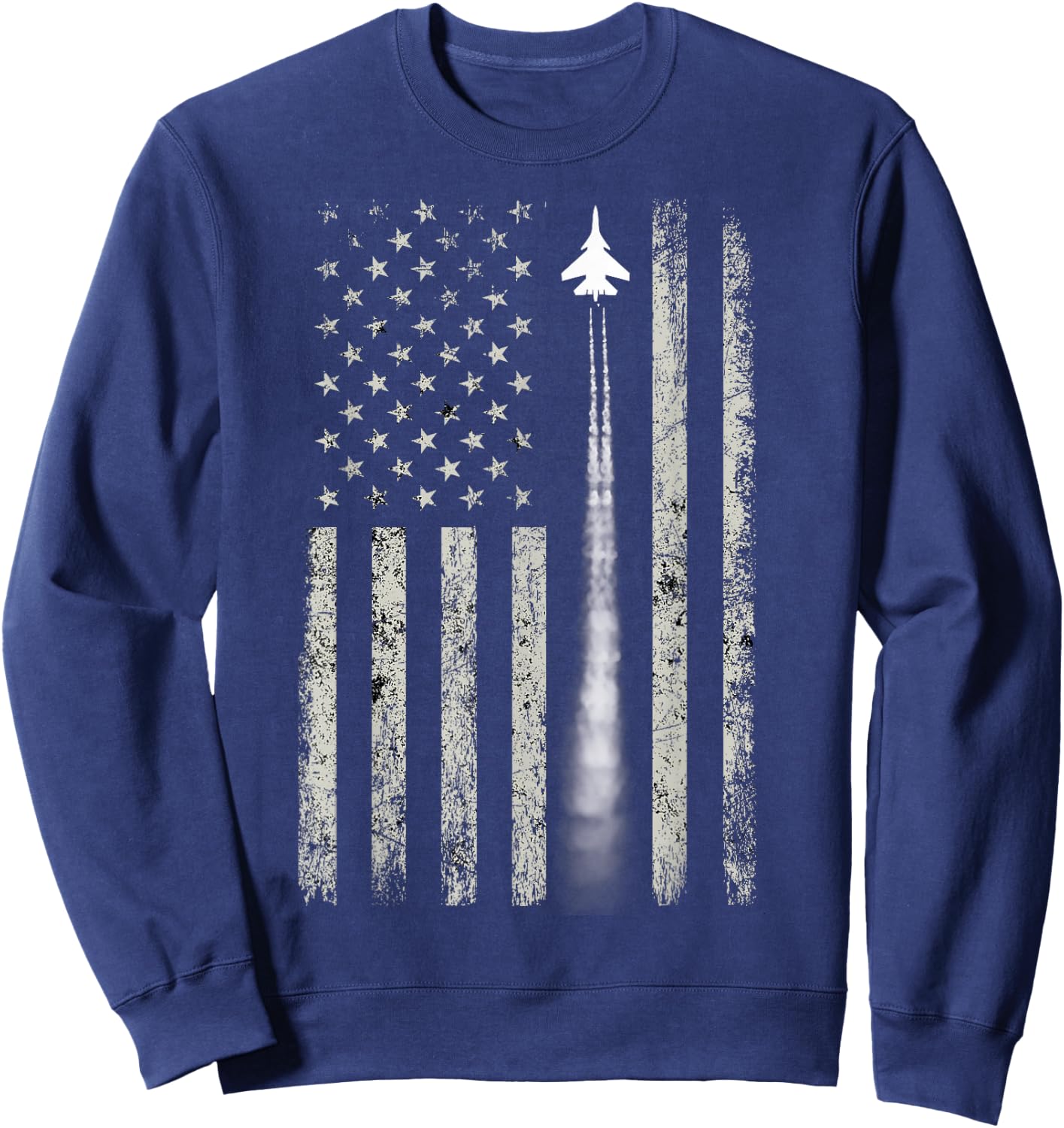 Patriotic American Flag Airplane Enthusiast Pilot Gift Men Sweatshirt - Sweatshirt | Navy