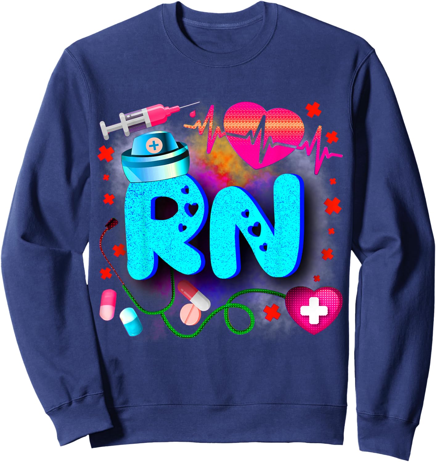 Registered Nurse RN - Tie Dye Registered Nurse Funny RN Sweatshirt - Sweatshirt | Navy
