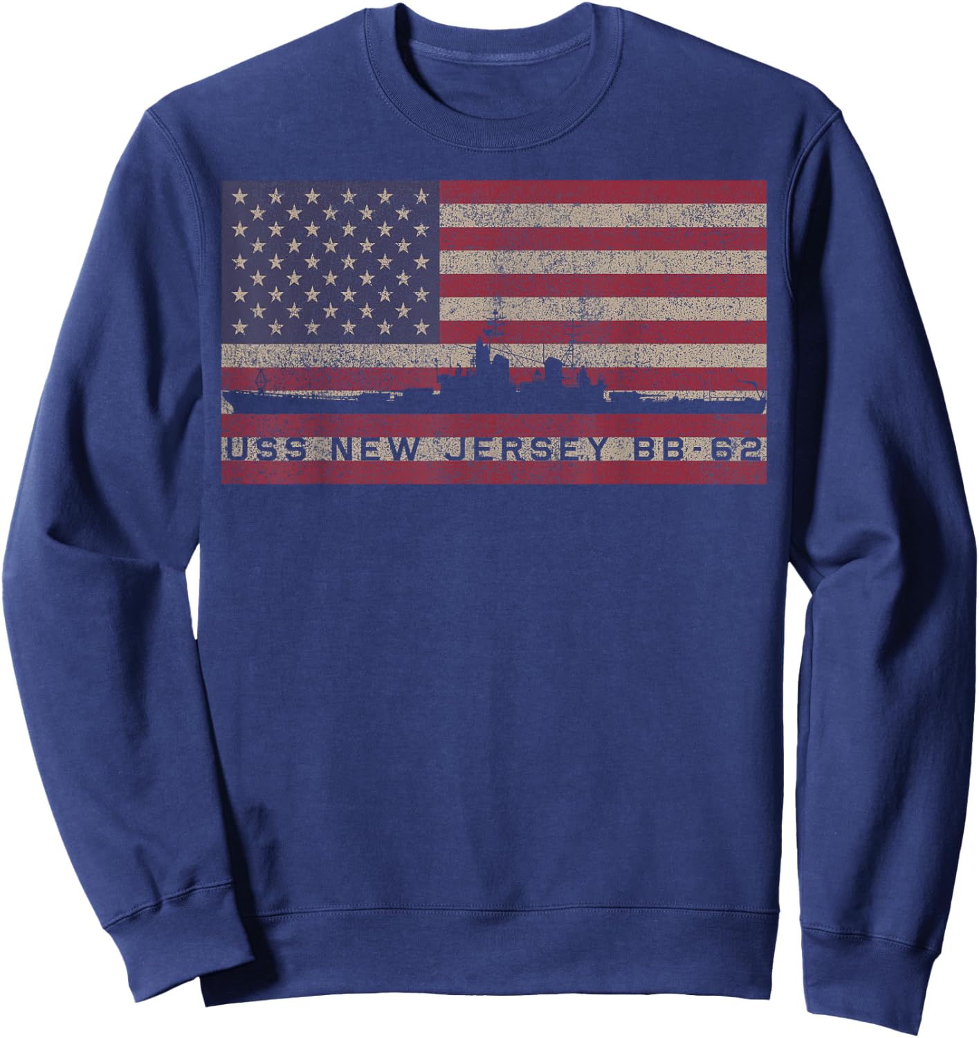 USS New Jersey BB-62 WW2 Battleship USA American Sweatshirt - Sweatshirt | Navy