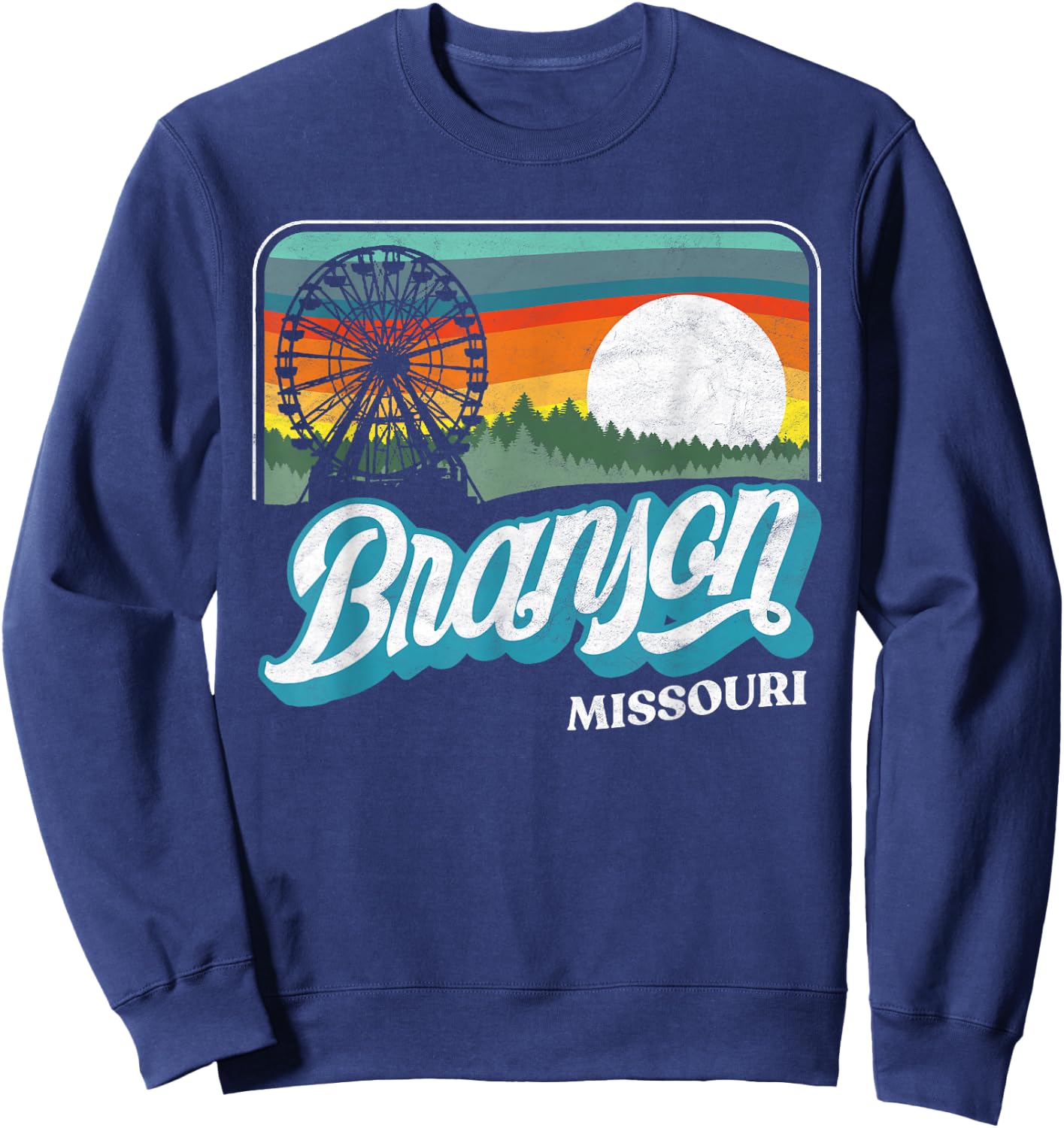 Branson Missouri Vintage 80s Style Retro Distressed Sweatshirt - Sweatshirt | Navy