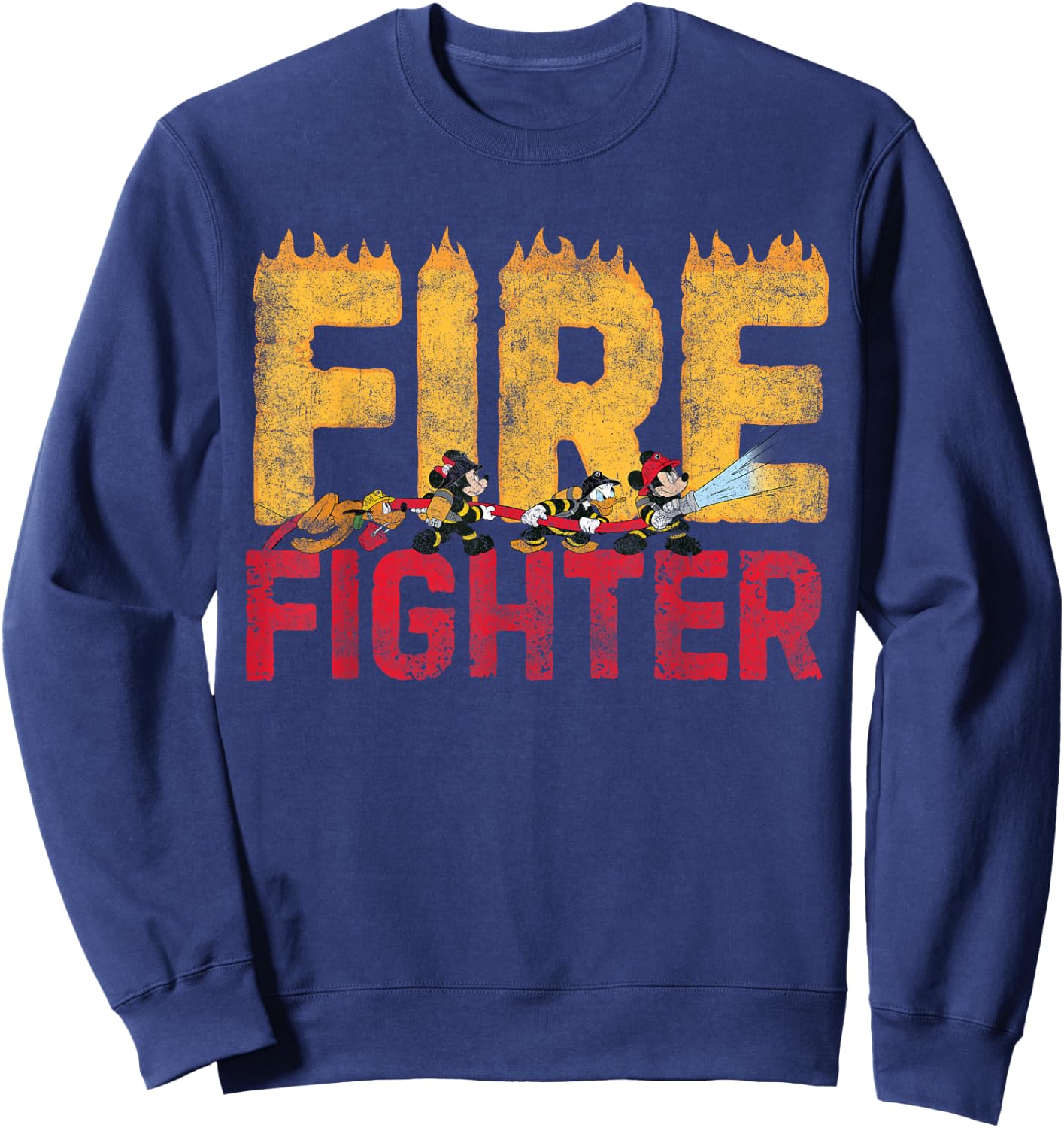 Disney Mickey and Friends Minnie Donald Pluto Fire Fighters Small Sweatshirt - Sweatshirt | Navy
