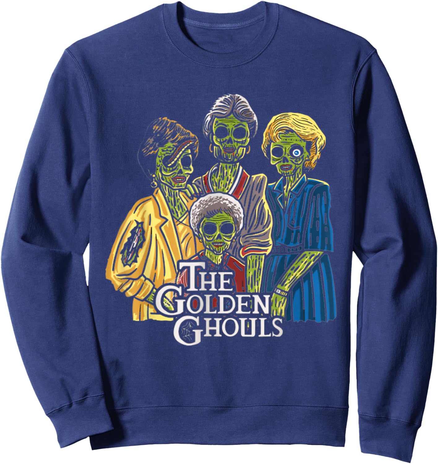 Vintage The Golden Ghouls Funny Gift Women Halloween Sweatshirt - Sweatshirt | Navy
