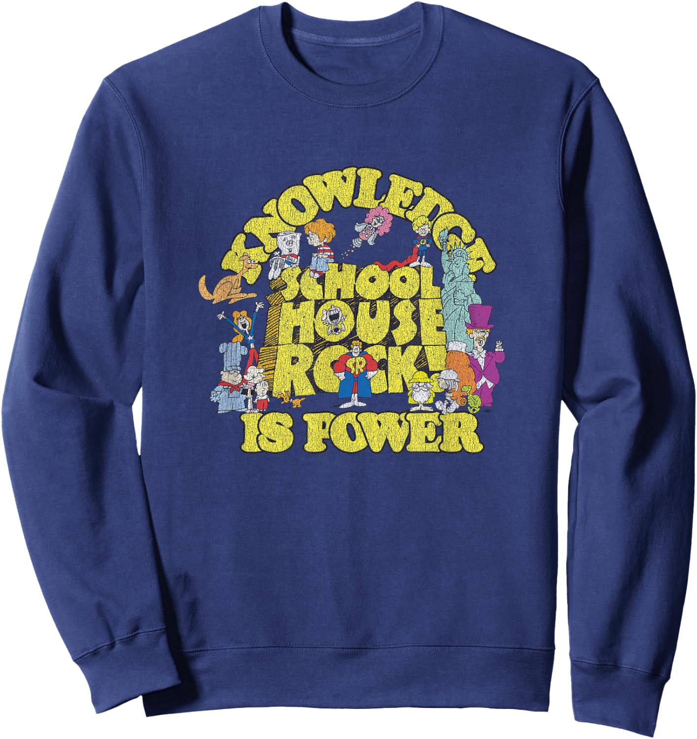 Schoolhouse Rock! Cast & Crew Vintage Knowledge is Power Sweatshirt - Sweatshirt | Navy