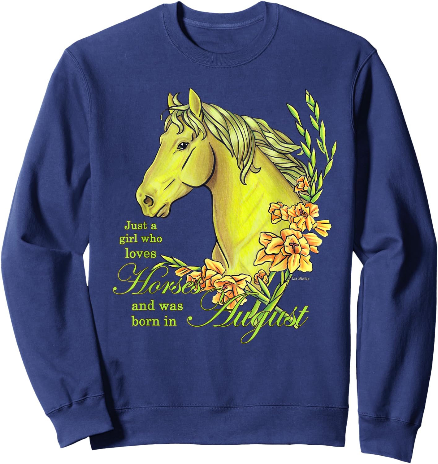 Just A Girl Who Loves Horses Born In August Peridot Horse Sweatshirt - Sweatshirt | Navy