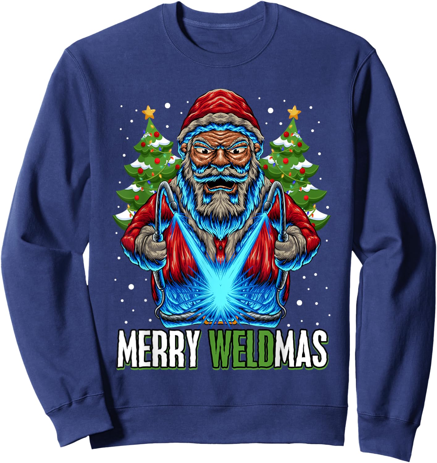 Merry Weldmas Welder Christmas Welding Worker Santa Sweatshirt - Sweatshirt | Navy