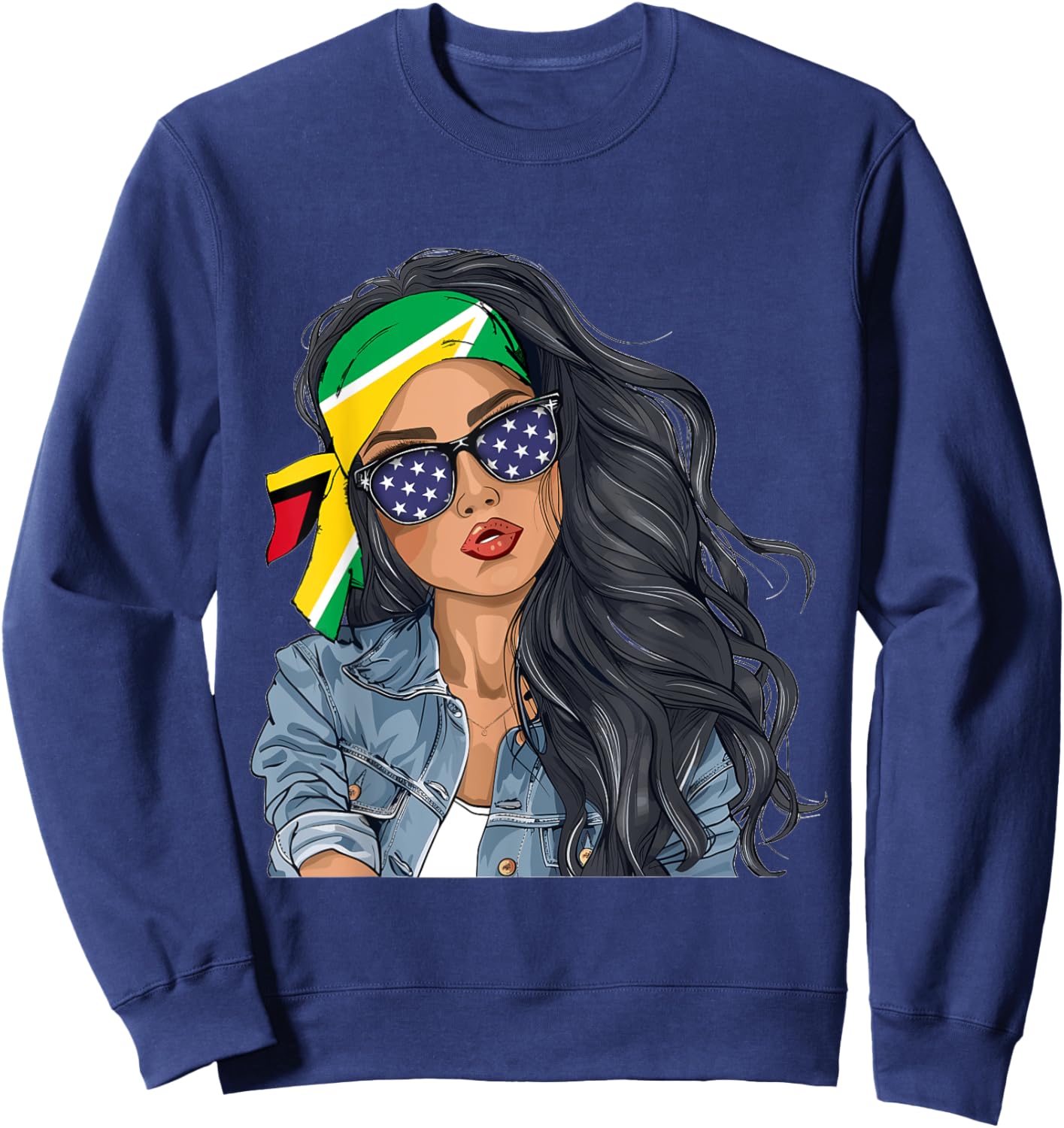 Guyanese Woman Products Flag Uniform American Guyana Sweatshirt - Sweatshirt | Navy