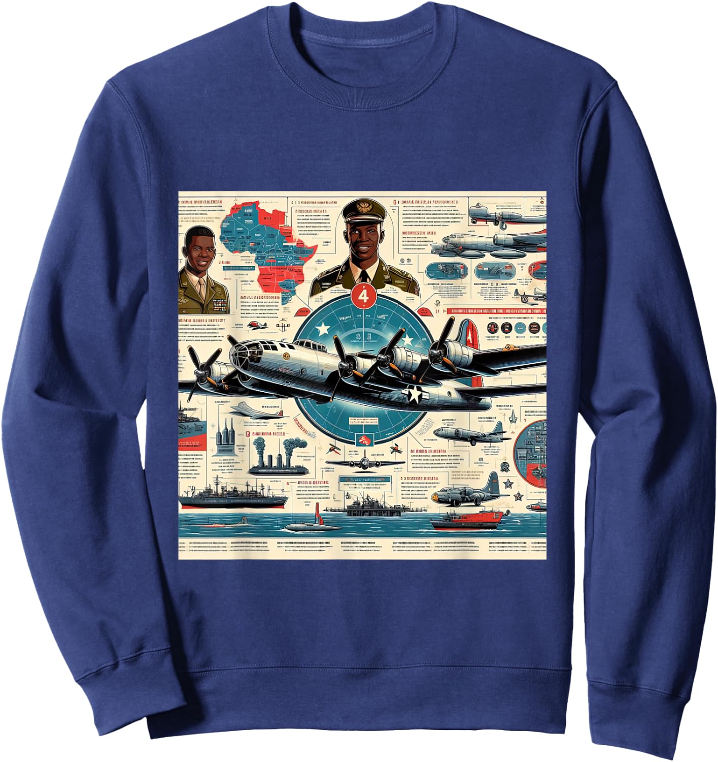 B29 Superfortress WW2 Warplane Airplane Infographics Sweatshirt - Sweatshirt | Navy