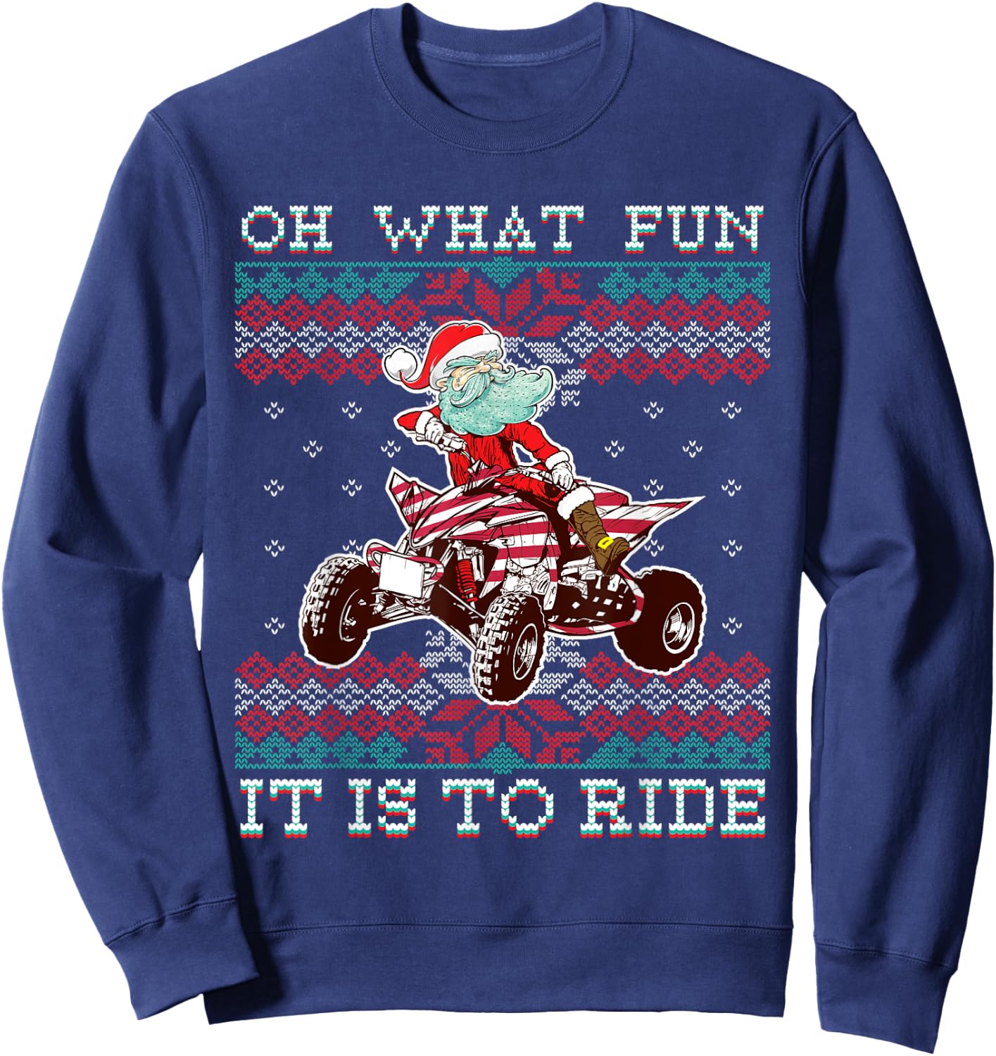 Christmas All-Terrain Vehicles Santa Claus Four-Wheeler ATV Sweatshirt - Sweatshirt | Navy